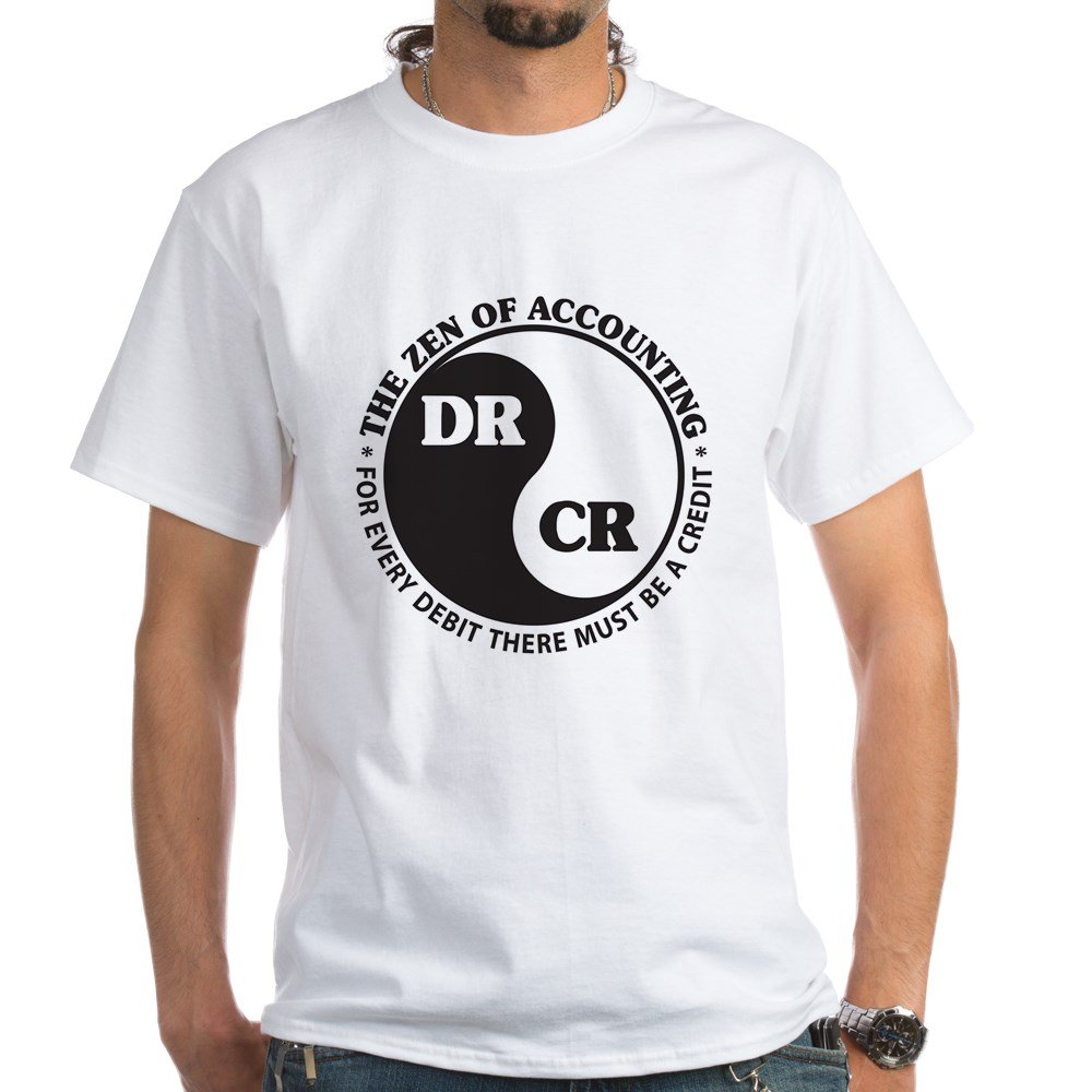 Zen of Accounting White Cotton T-Shirt for Accountants | Funny Math & Finance Gift | Office Wear & Casual Outfit