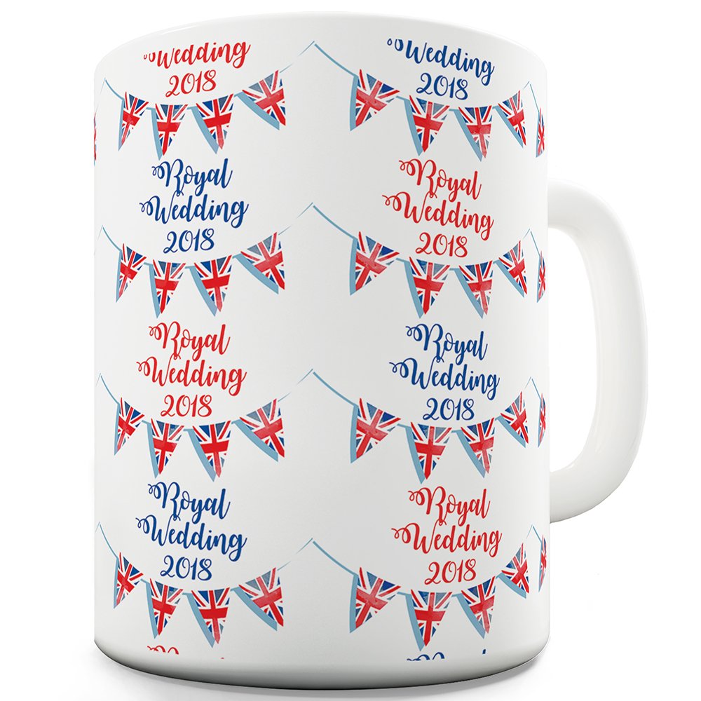 11 oz Funny Coffee Mug for Office - Royal Wedding 2018 Bunting Design - Perfect for Tea, Coffee & Gifts at Work