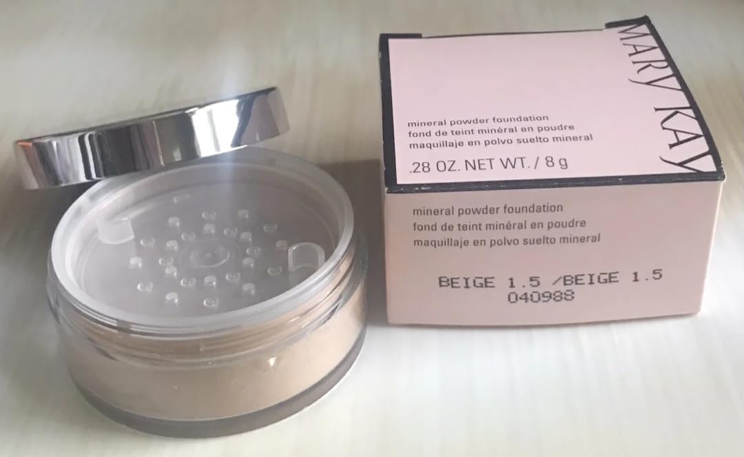 Mary Kay Mineral Powder Foundation - Beige 1.5, Oil-Free Loose Face Makeup with SPF for Flawless Coverage | Perfect for Daily Wear & Special Occasions
