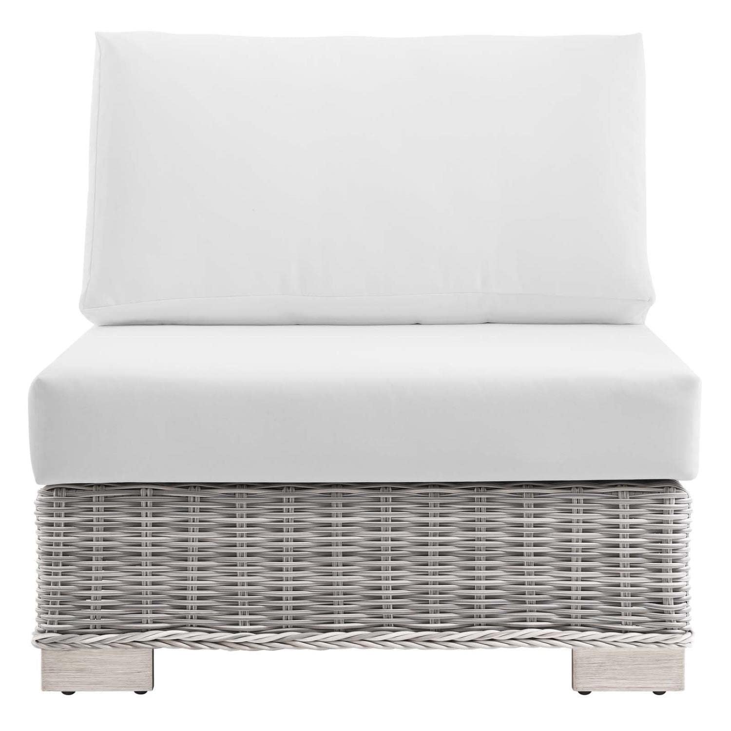 Conway Outdoor Patio Wicker Rattan Armless Chair - Light Gray White - Weather-Resistant All-Weather Lounge Chair for Garden, Poolside, Balcony & Backyard Relaxation