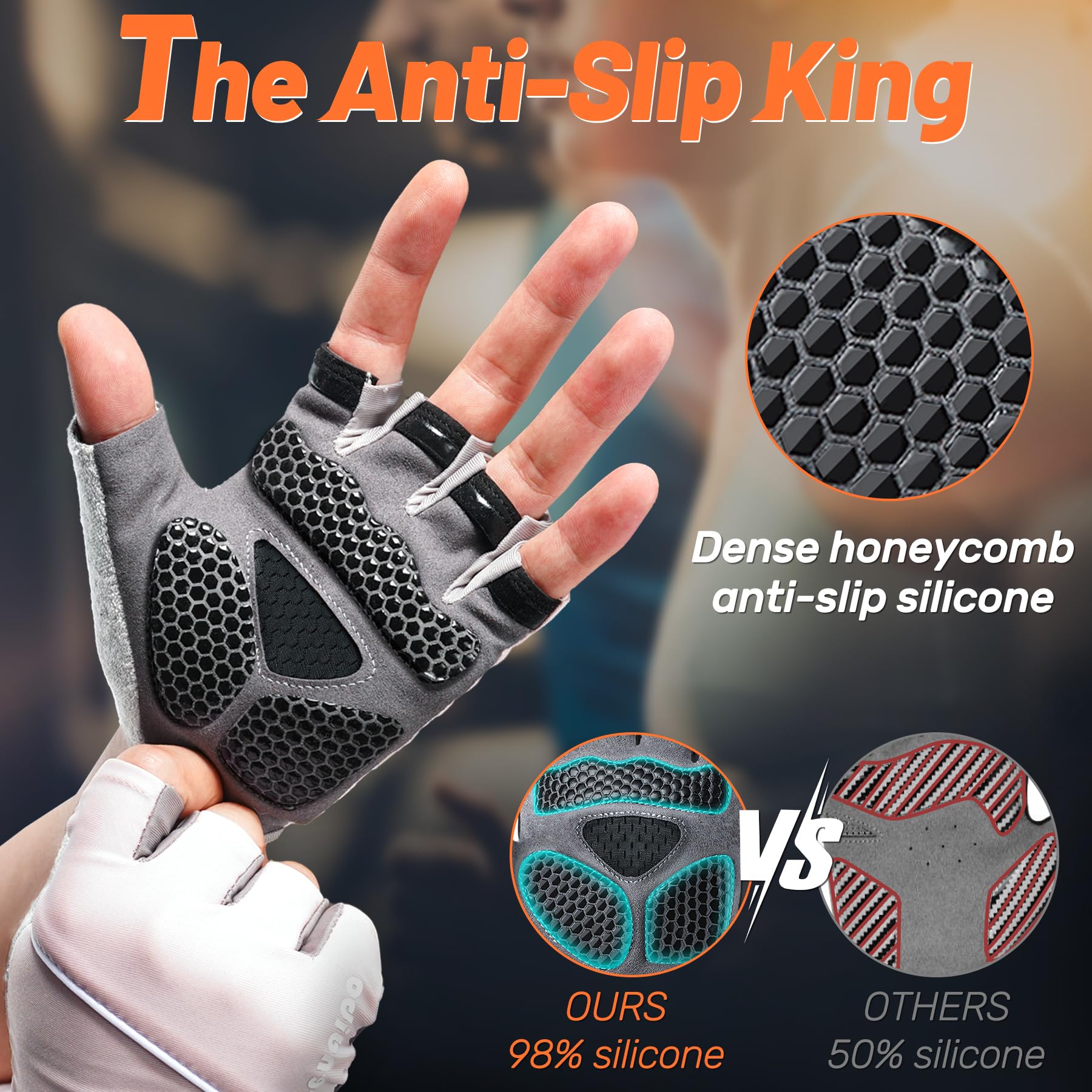 5-in-1 Workout Gloves for Men & Women - Premium Grip Weight Lifting Gloves with Detachable Wrist Strap & Mesh Bag - Ideal for Gym, CrossFit, and Home Workouts - Full Hand Protection & Enhanced Performance