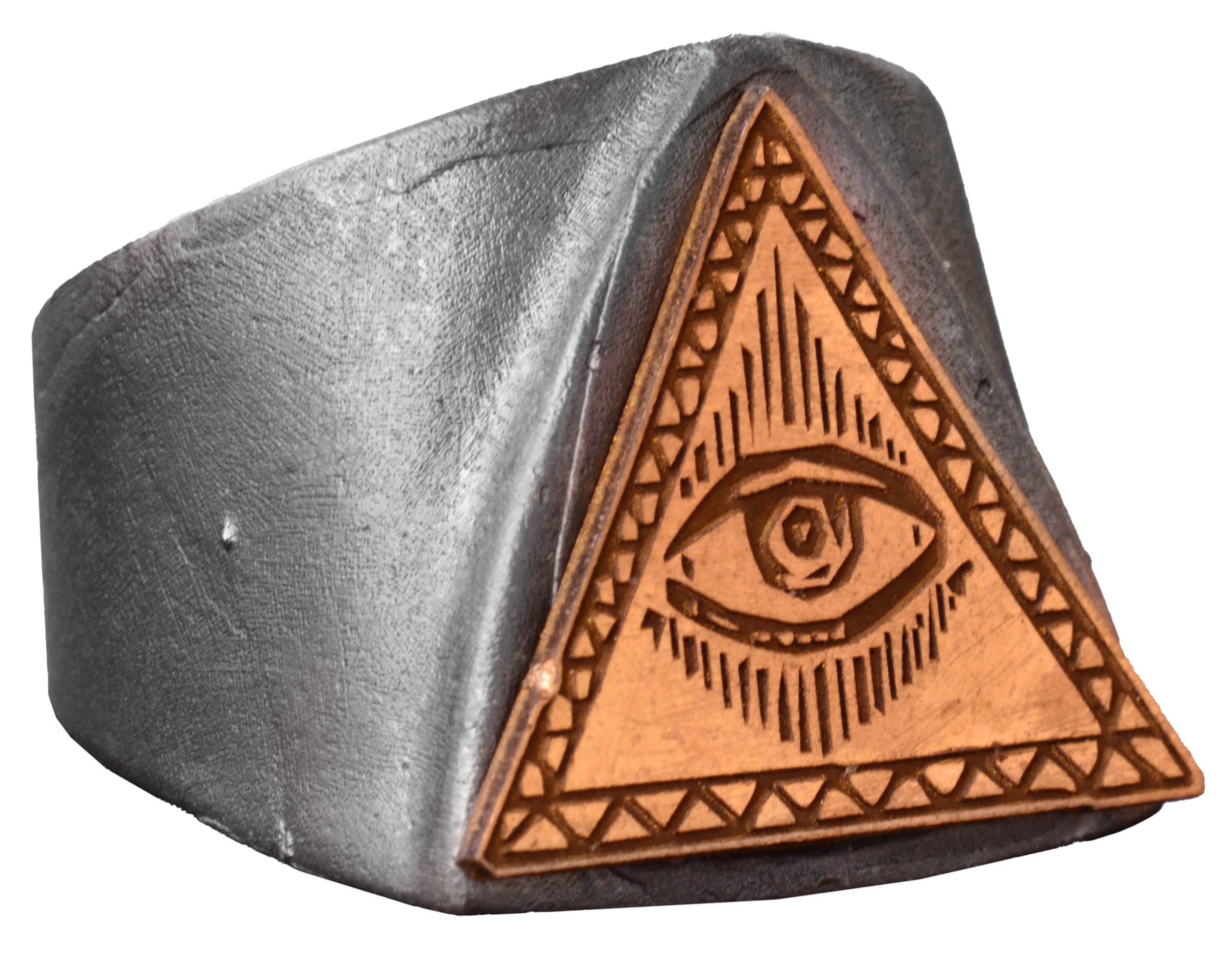925 Sterling Silver Men's Ring with Gold-Plated Triangle Eye Symbol - Handmade Jewelry for Men, Unique Spiritual Protection Ring - Perfect for Gifts, Weddings, and Everyday Wear