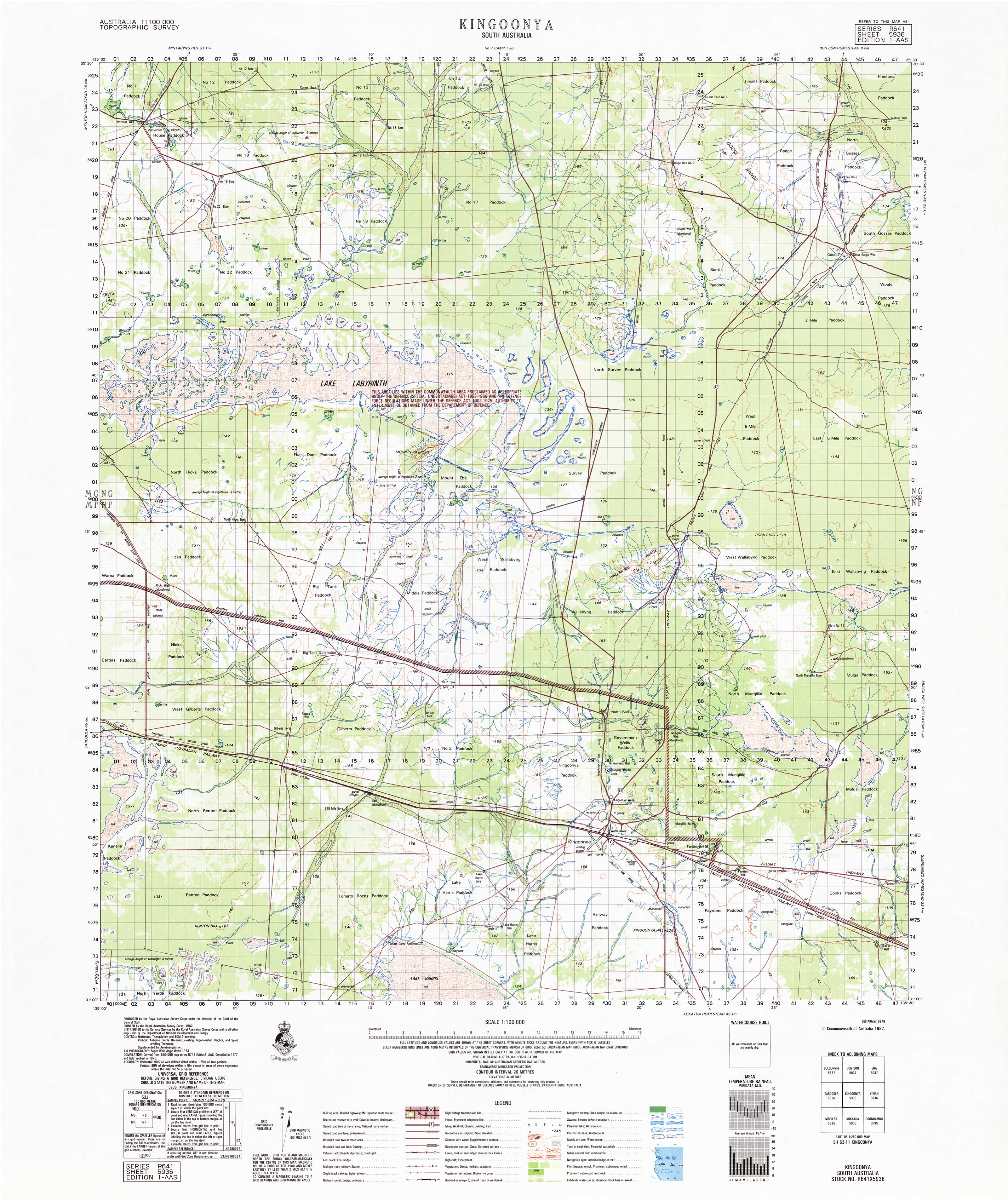 5936 Kingoonya 1:100,000 Scale Topographic Map - Hiking, Camping & Outdoor Exploration Guide