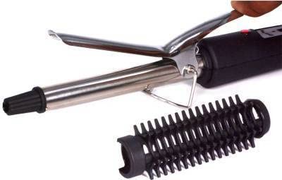 Ceramic Hair Curler with Adjustable Temperature - Medium Barrel (Silver/Black) for Salon-Quality Styling at Home, Perfect for Waves & Curls