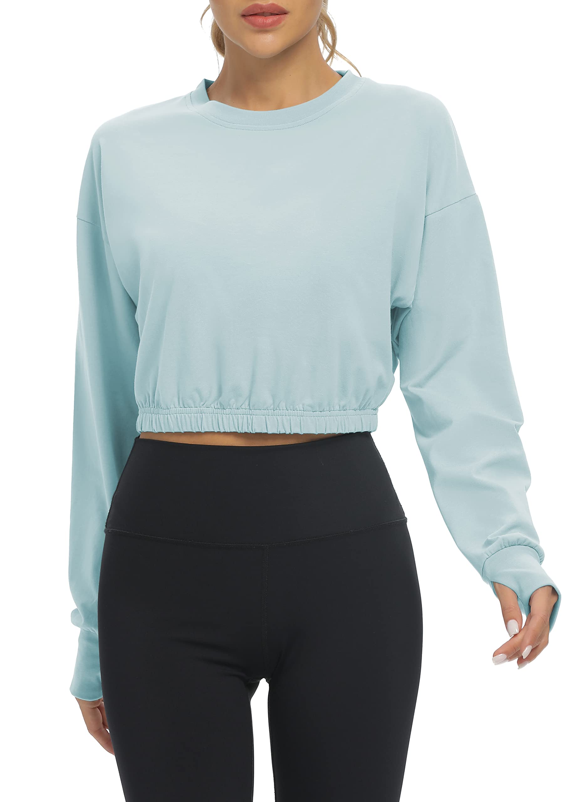 Bestisun Women's Long Sleeve Workout Shirts - Athletic Gym & Yoga Crop Tops - Moisture Wicking, Breathable & Comfortable for Running, Fitness & Yoga Sessions
