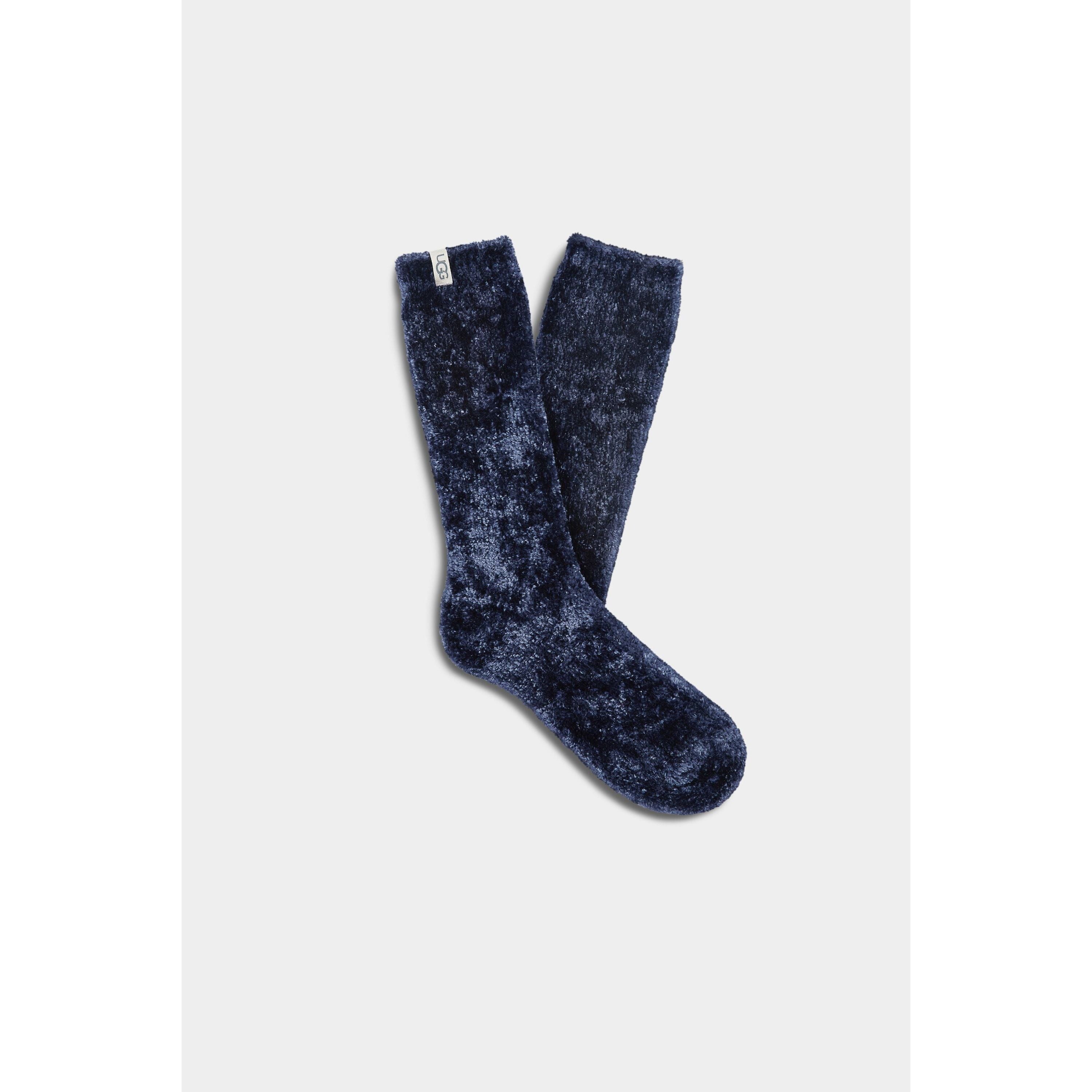 UGG Women's Leda Cozy Sock in Navy - Soft Fleece-Lined Winter Socks for Women - Perfect for Cold Weather, Lounging at Home & Outdoor Activities