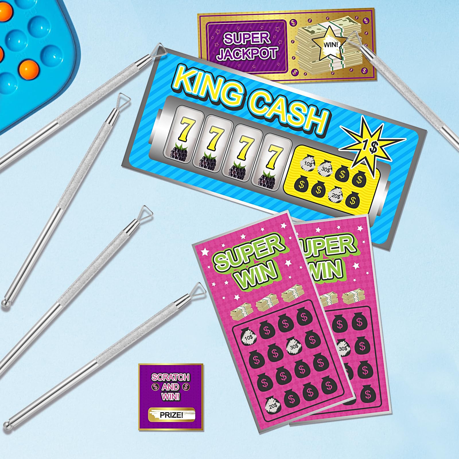 5PCS Silver Metal Lottery Ticket Scratcher Tool - Multi-Use Lotto Scratch Off Aid for Tickets, Stickers & Labels - Ergonomic Design Saves Arthritic Hands - Perfect for Revealing Films & Flawless Results - Great for Casino Nights, Gift Cards & DIY Crafts