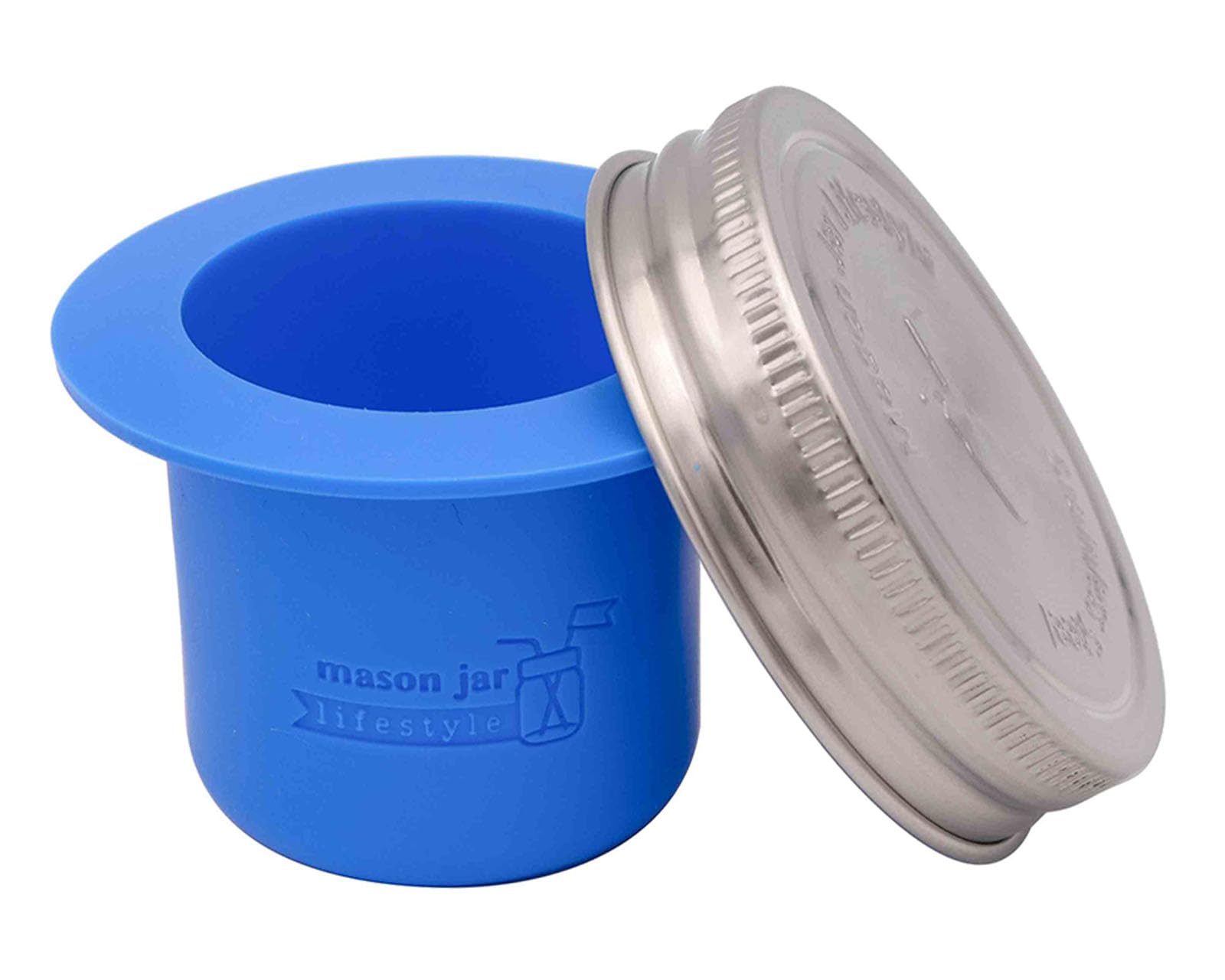 Eco-Friendly Mason Jar Bento Lunch Container - Plastic-Free Divider Cup for Salads, Dips & Snacks (Bright Blue, Regular Mouth) | Perfect for Meal Prep, Office Lunches & Picnics