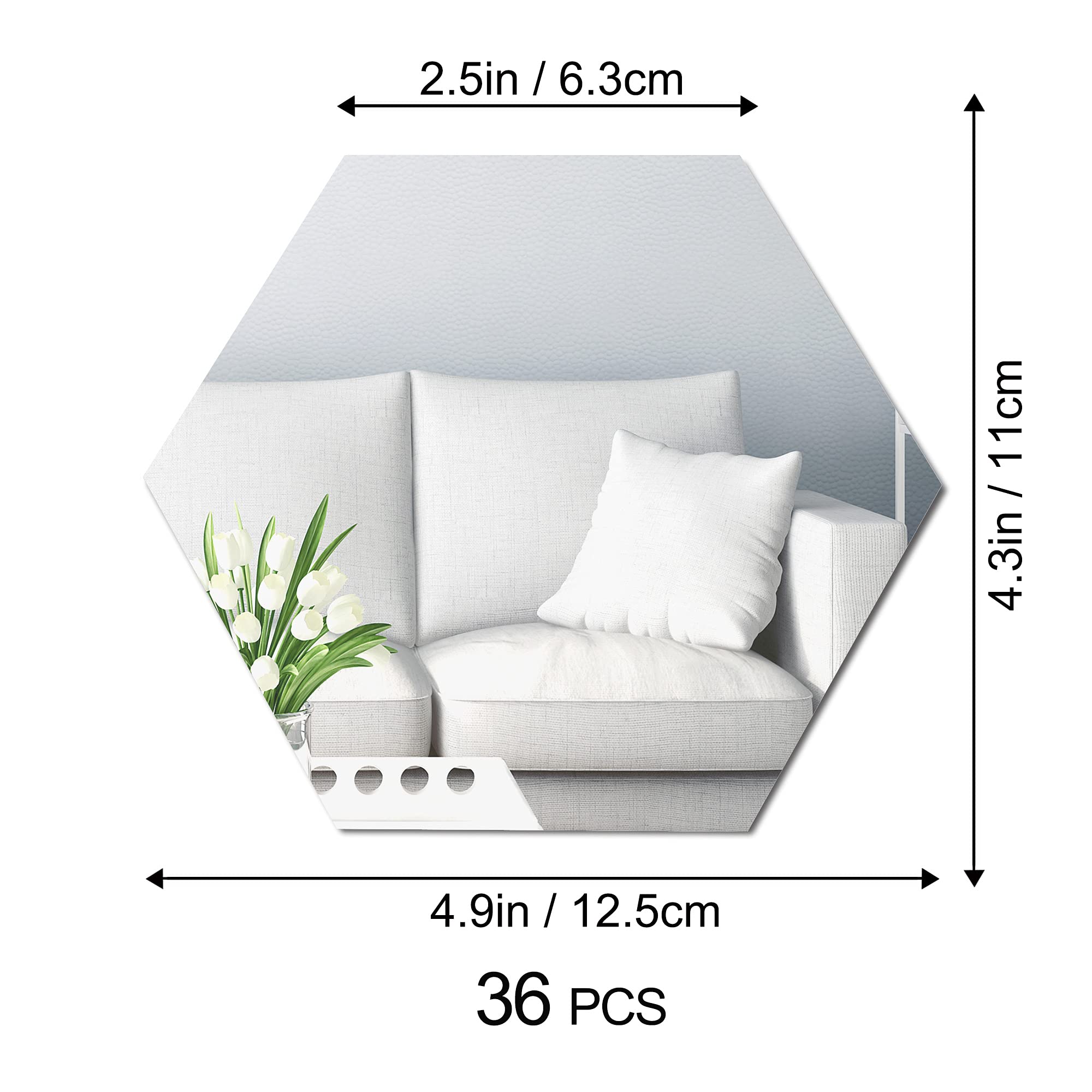 36PCS Removable Acrylic Mirror Wall Decals - Silver Hexagon Wall Stickers for DIY Home Decor | 3D Self-Adhesive Hexagonal Mirror Tiles | Perfect for Bedroom, Living Room, Bathroom & Sitting Room Wall Art Decoration