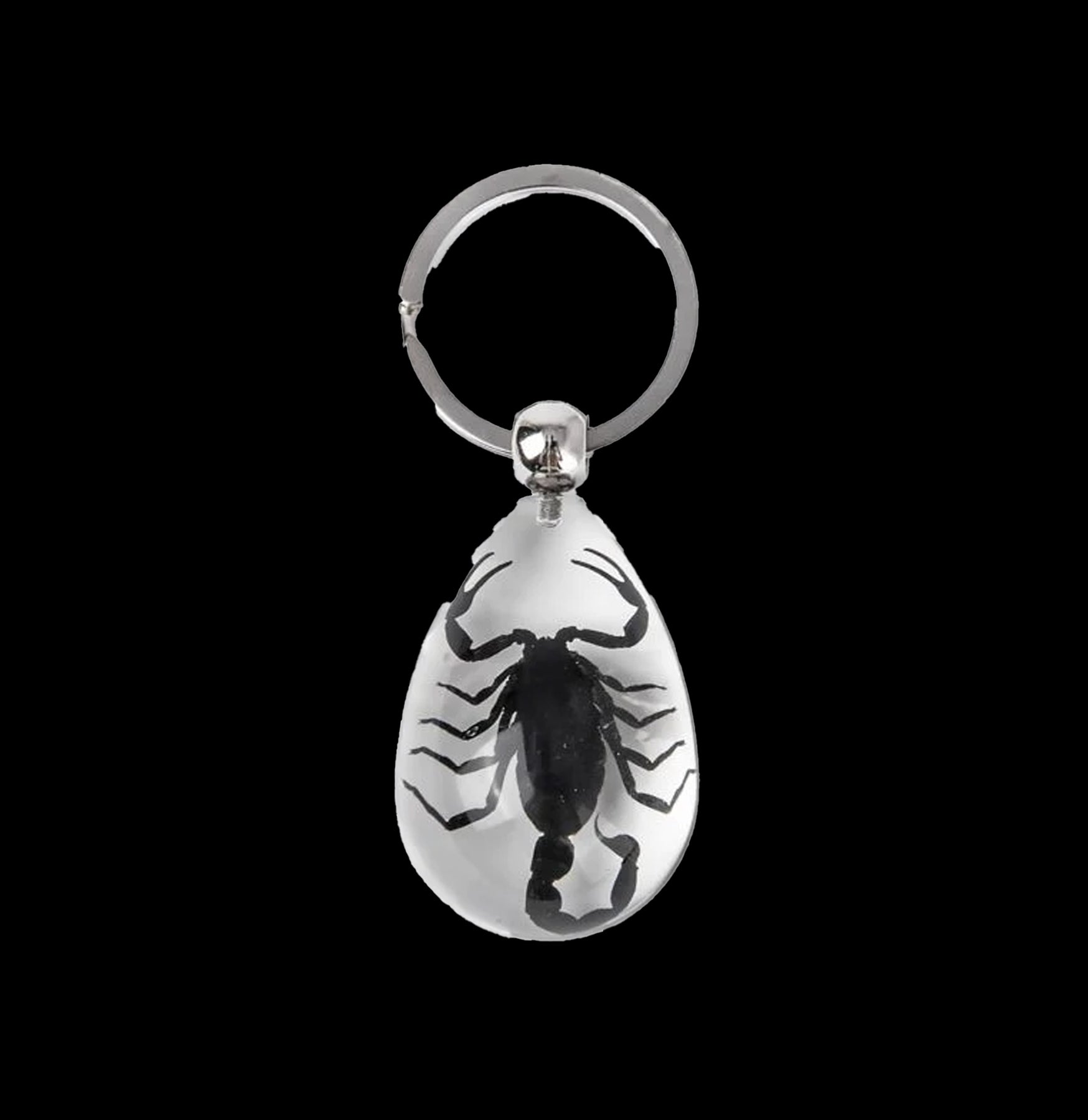 Black Scorpion Clear Teardrop Keychain - Durable Resin Key Ring for Car Keys, House Keys & Backpacks - Perfect for Outdoor Adventures, Travel & Everyday Use