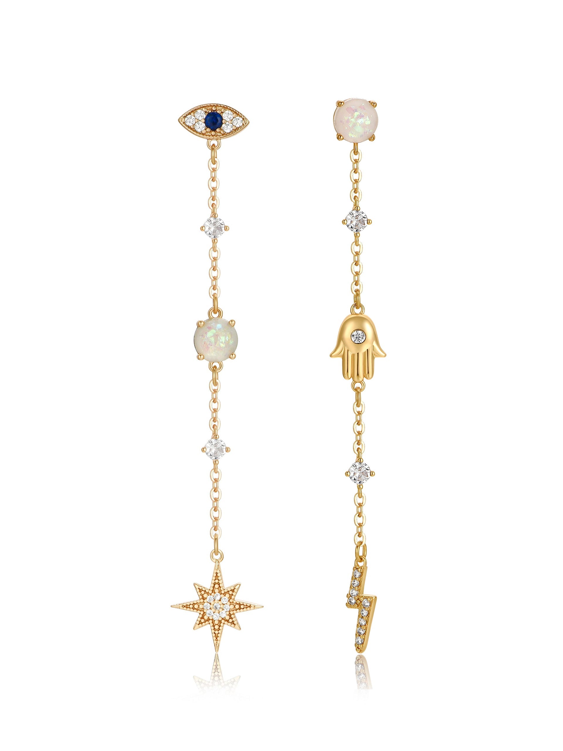 Opal Dangle Earrings with Charms - Elegant Bohemian Jewelry for Women - Perfect for Parties, Weddings & Everyday Wear