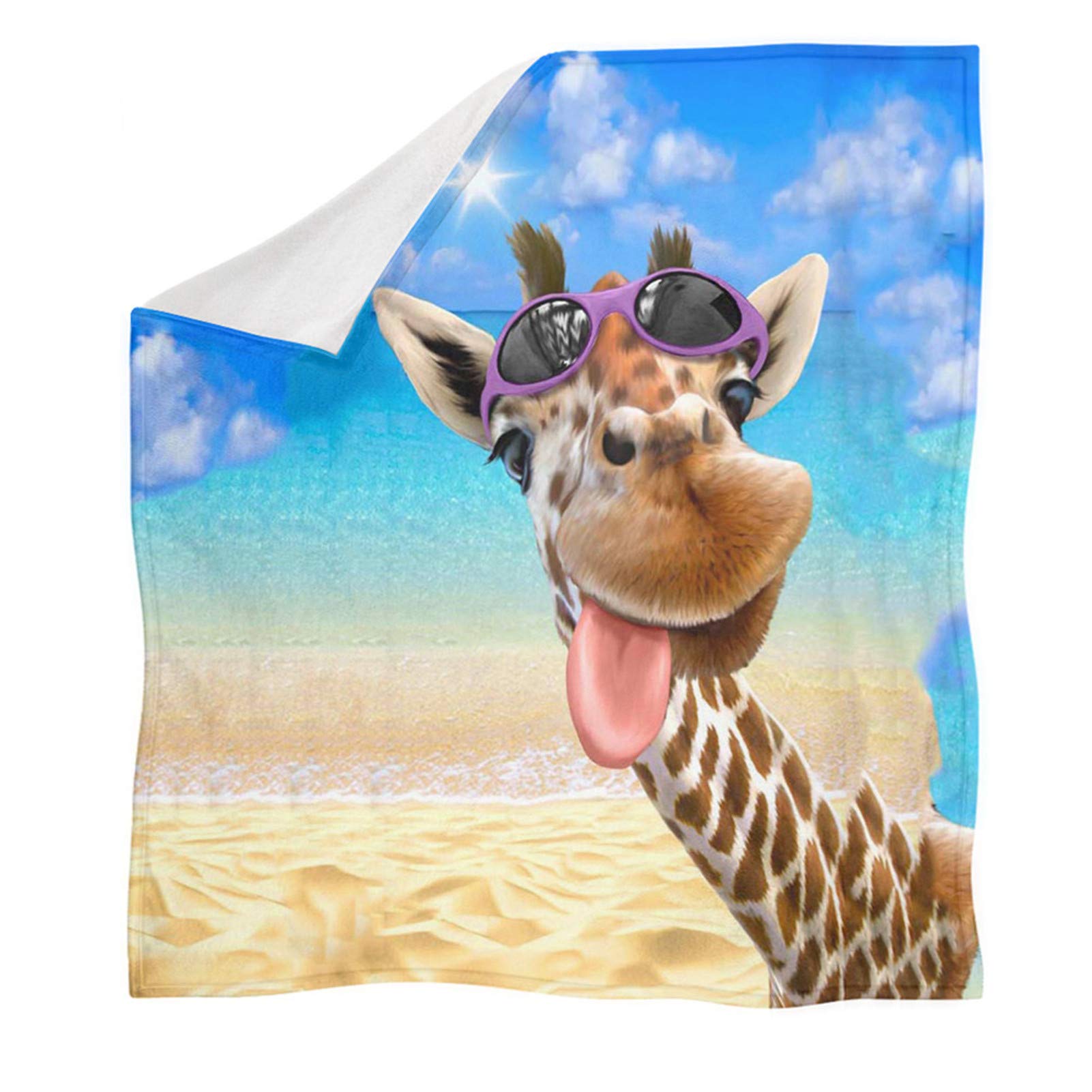 Funny Giraffe Print Fleece Blanket - Soft Microfiber Throw for Women & Kids - 27x40 Inch Cozy Blanket for Bed, Couch, Sofa, Office - Perfect Gift for Birthday, Christmas & Home Decor
