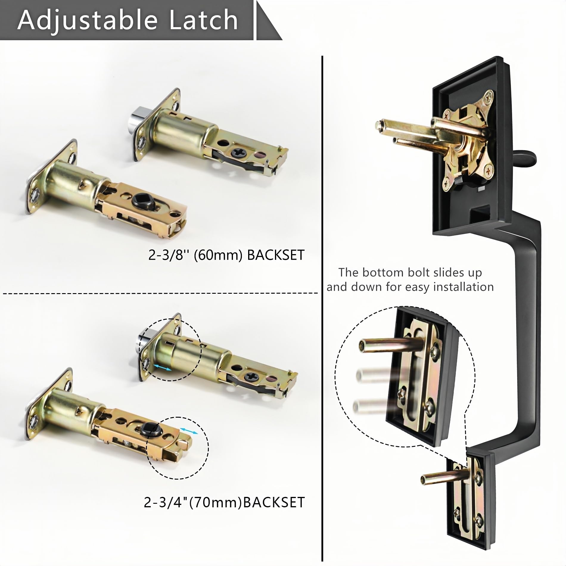 Front Door Handle with Deadbolt and Lever Set - Adjustable Entry Door Handleset, Single Cylinder Keyed Deadbolt, Reversible Door Lever in Matte Black - Perfect for Home Security, Apartments & Office Entrance Doors