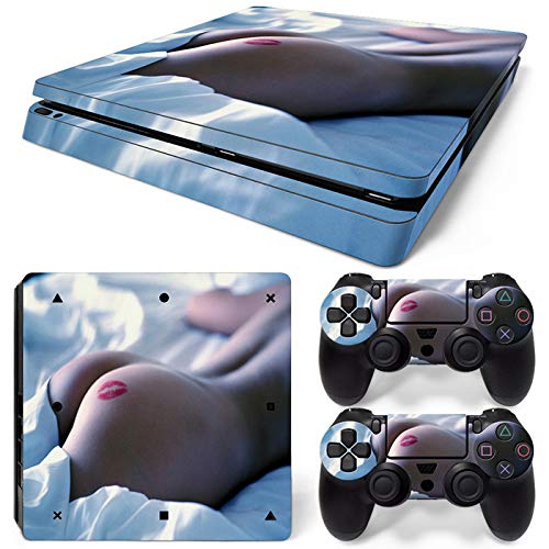 PS4 Pro & Slim Console Skin Cover - Sexy Bold Design with Red Lip Seal Sticker - Protective Vinyl Decal for PS4 Slim & 2 Controllers - Perfect for Gaming Setups & Console Customization