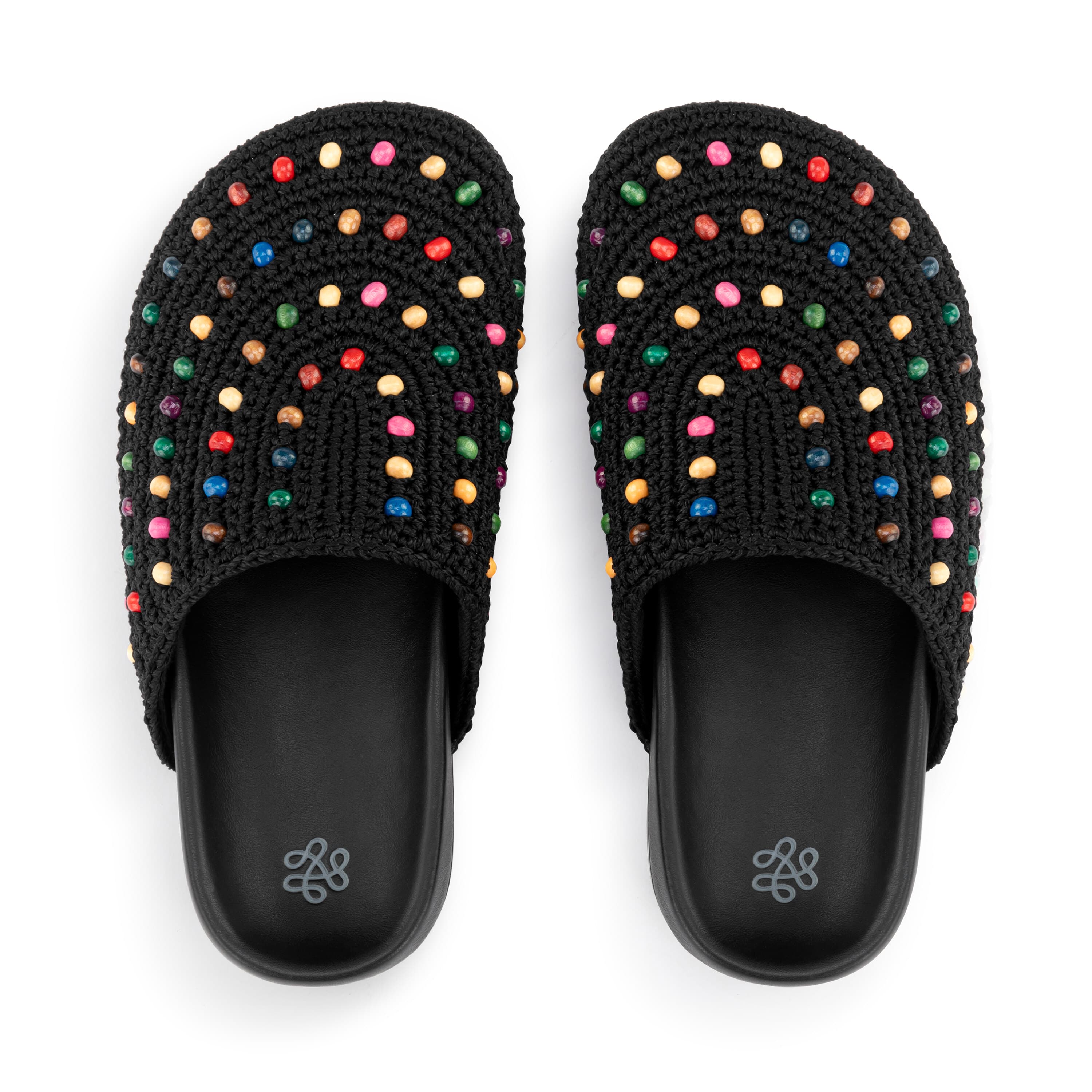 Bolinas Clog Kids Hand Crochet Black Multi Beads - Comfortable & Stylish Handmade Crochet Clogs for Toddlers & Children - Perfect for Playtime, Beach & Casual Wear