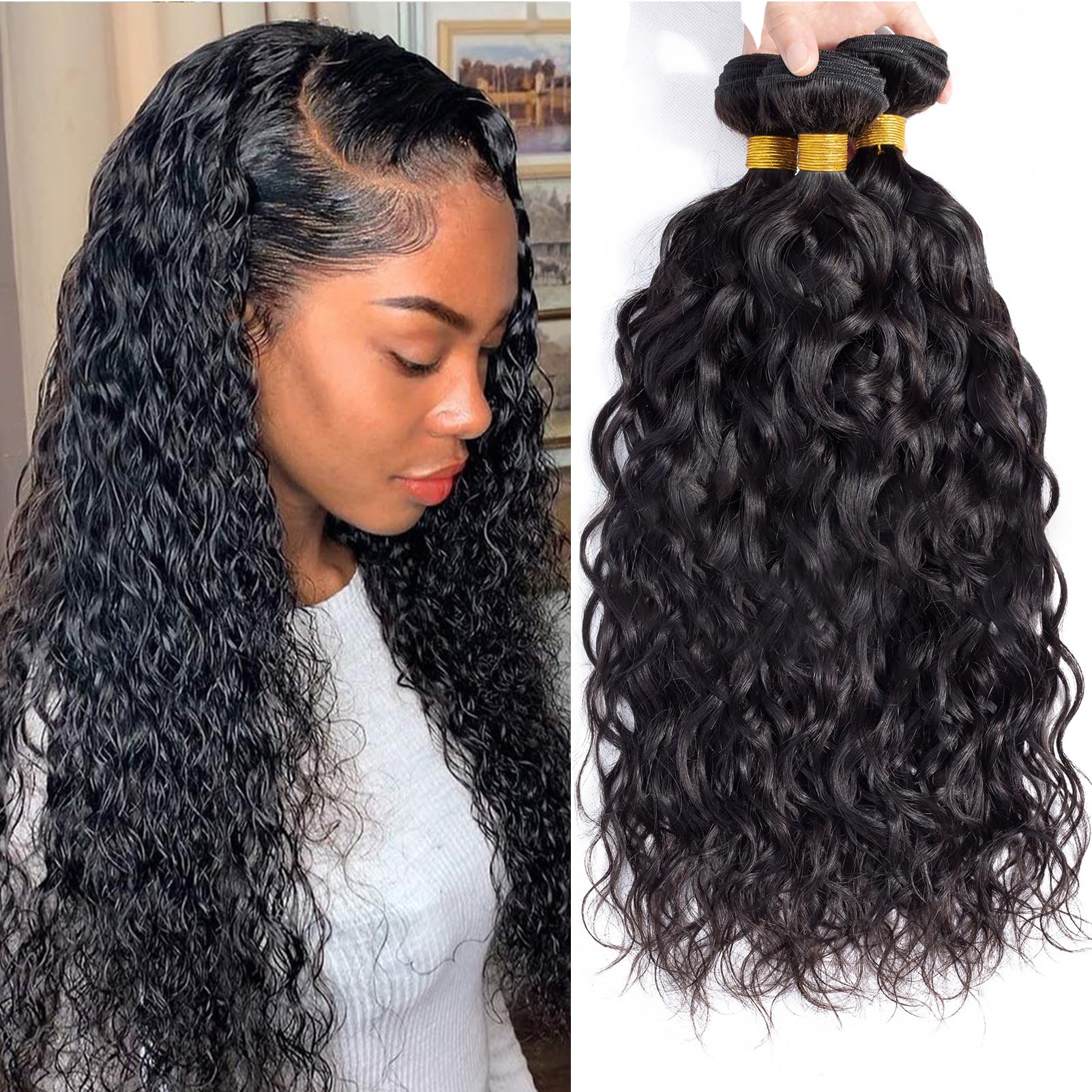 12A Water Wave 3 Bundles Brazilian Virgin Human Hair Weave - 18