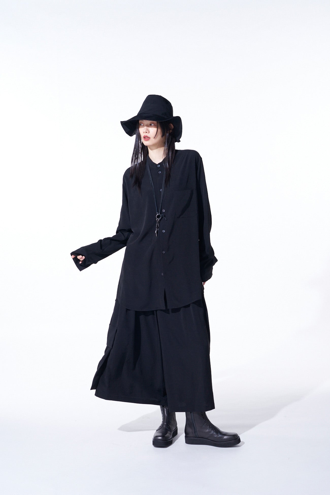 CREPE de CHINE LOOSE FIT STAND COLLAR SHIRT - Women's Elegant Casual Blouse for Office & Weekend Outings