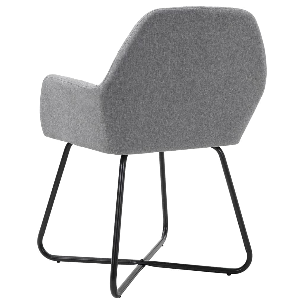 Modern Dining Chairs Set of 4 - Light Gray Fabric Upholstered Armchairs with Steel Legs for Kitchen, Dining Room & Office - Comfortable & Sturdy Design
