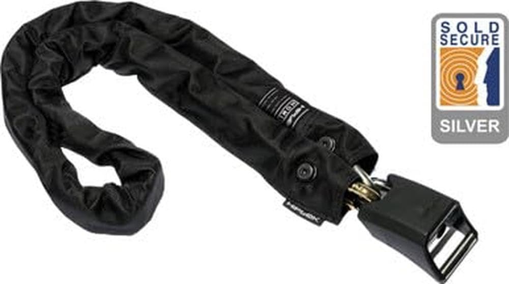 Hiplok Home Silver Bike Chain Lock - 8mm Thick, 1.2m Length, 12mm Shackle - Heavy Duty Bicycle Security Lock with 3 Keys & 10 Year Warranty - Sold Secure Silver Rated - Perfect for Garage, Shed & Outdoor Bike Storage