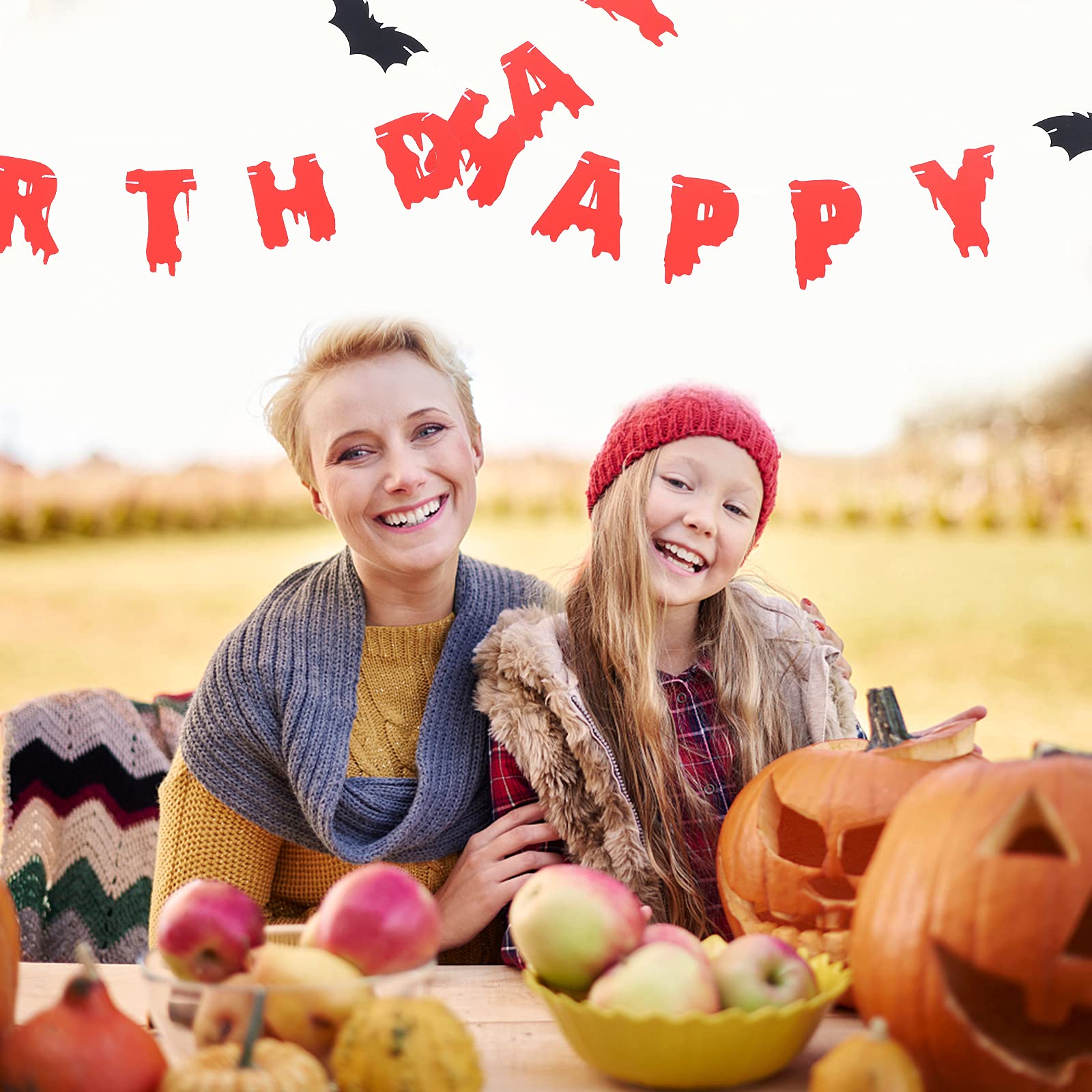 LIOOBO Halloween Party Decorations Set - 1 Pack Red Hanging Banner & Flags for Halloween, Birthday, Party Decorations - Perfect for Indoor & Outdoor Halloween Parties, Birthday Celebrations, and Festive Events