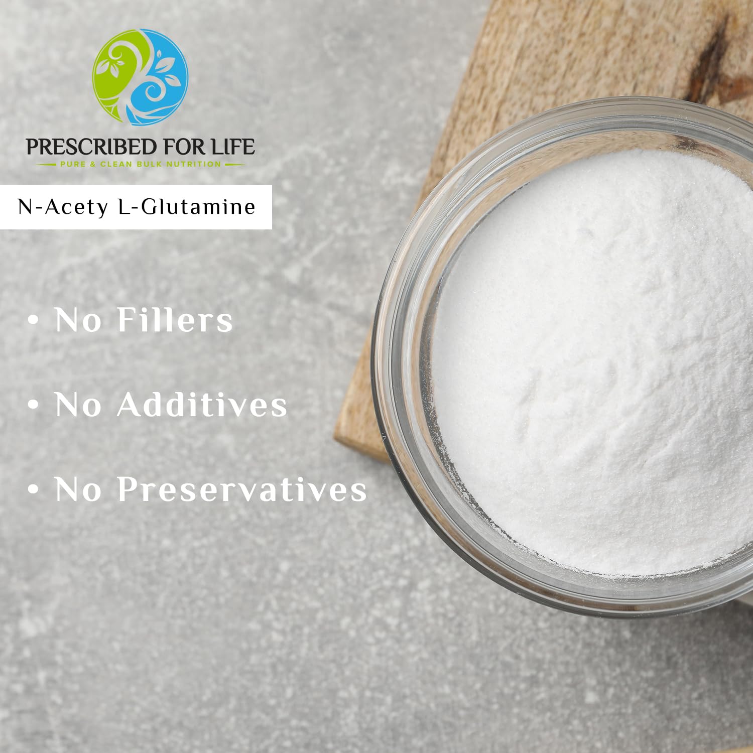 Prescribed For Life N-Acetyl L-Glutamine Powder – Pure L-Glutamine Amino Acid Supplement for Gut Health & Muscle Recovery | Gluten-Free, Vegan, Kosher, Non-GMO (5kg / 11lb) – Supports Digestion, Workout Recovery & Immune System