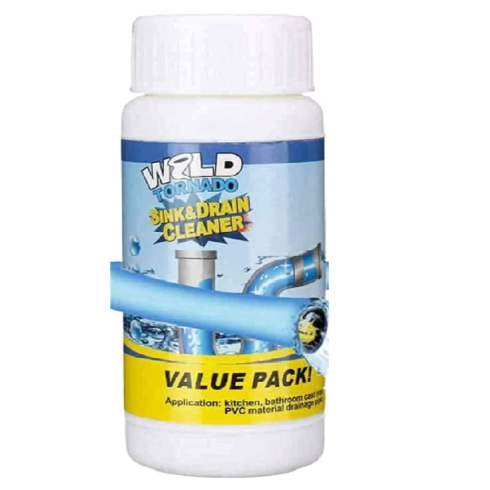 **MeeTo Powerful Drain Cleaner Powder - Fast Acting Sink & Toilet Clog Remover - 110 GM - Unclog Drains, Pipes & Toilets for Home & Kitchen Use**