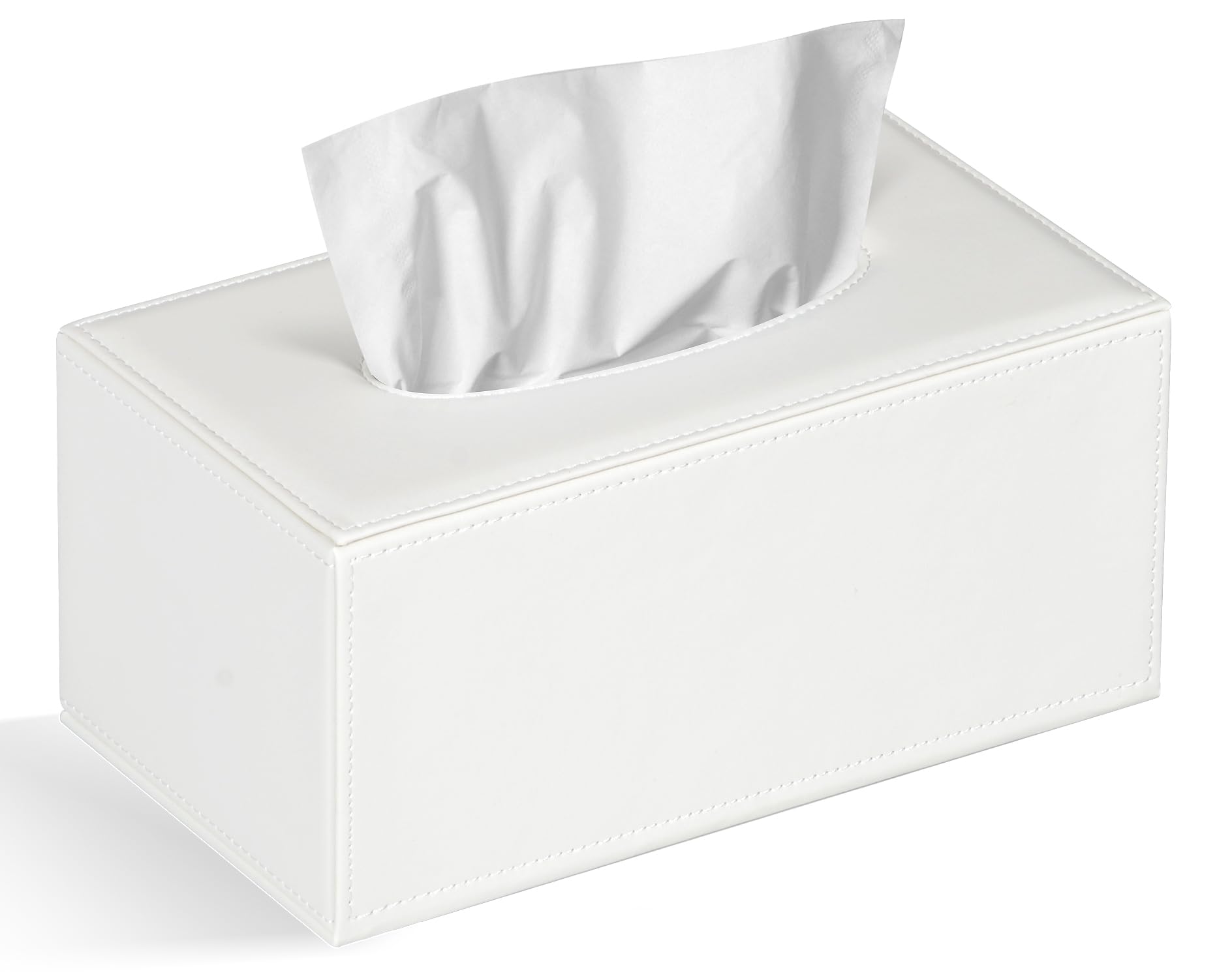White Rectangular Tissue Box Cover - Bathroom Tissue Holder for Home & Office Decor | Durable & Stylish Tissue Box Organizer