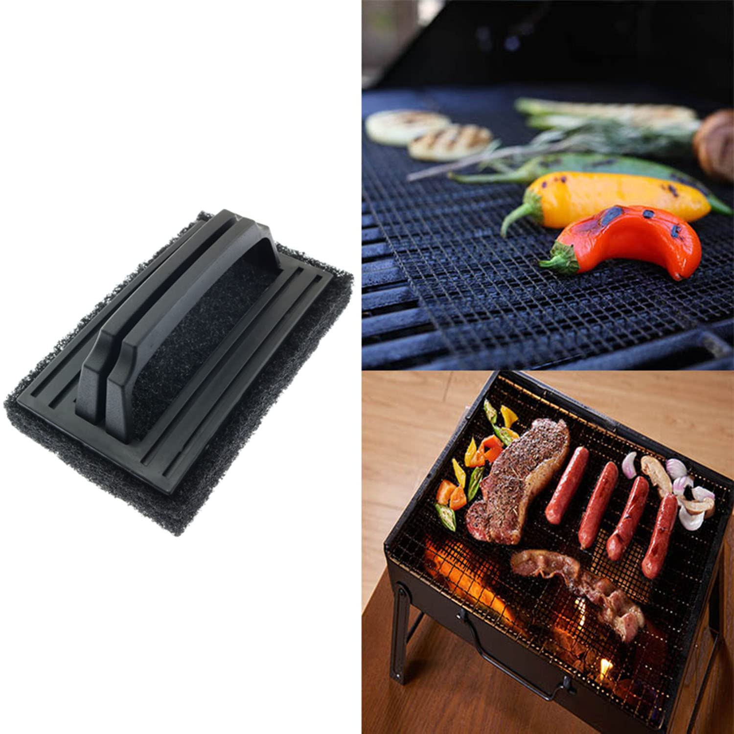 ZYAMY Reusable Grill Cleaning Brush with Handle - Heavy Duty Griddle Scraper for Gas Grills, Cast Iron Cookware, BBQ Grates & Stovetops - Perfect for Outdoor Cooking, Camping & Backyard BBQs