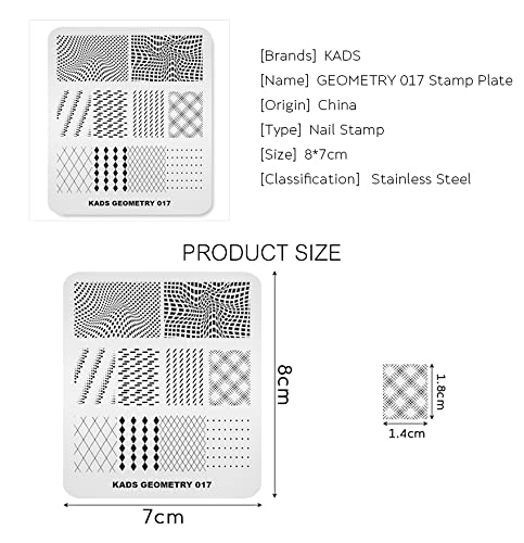 Premium KADS Nail Art Stamping Plates Set - 10 Unique Image Templates & Stencils with Durable Holder Case Organizer (GE017) for Professional Salon & DIY Home Manicures
