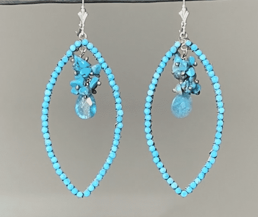 Oxidized Silver Turquoise Beaded Hoop Earrings for Women | Handmade Boho Jewelry | Perfect for Festivals, Weddings & Everyday Wear