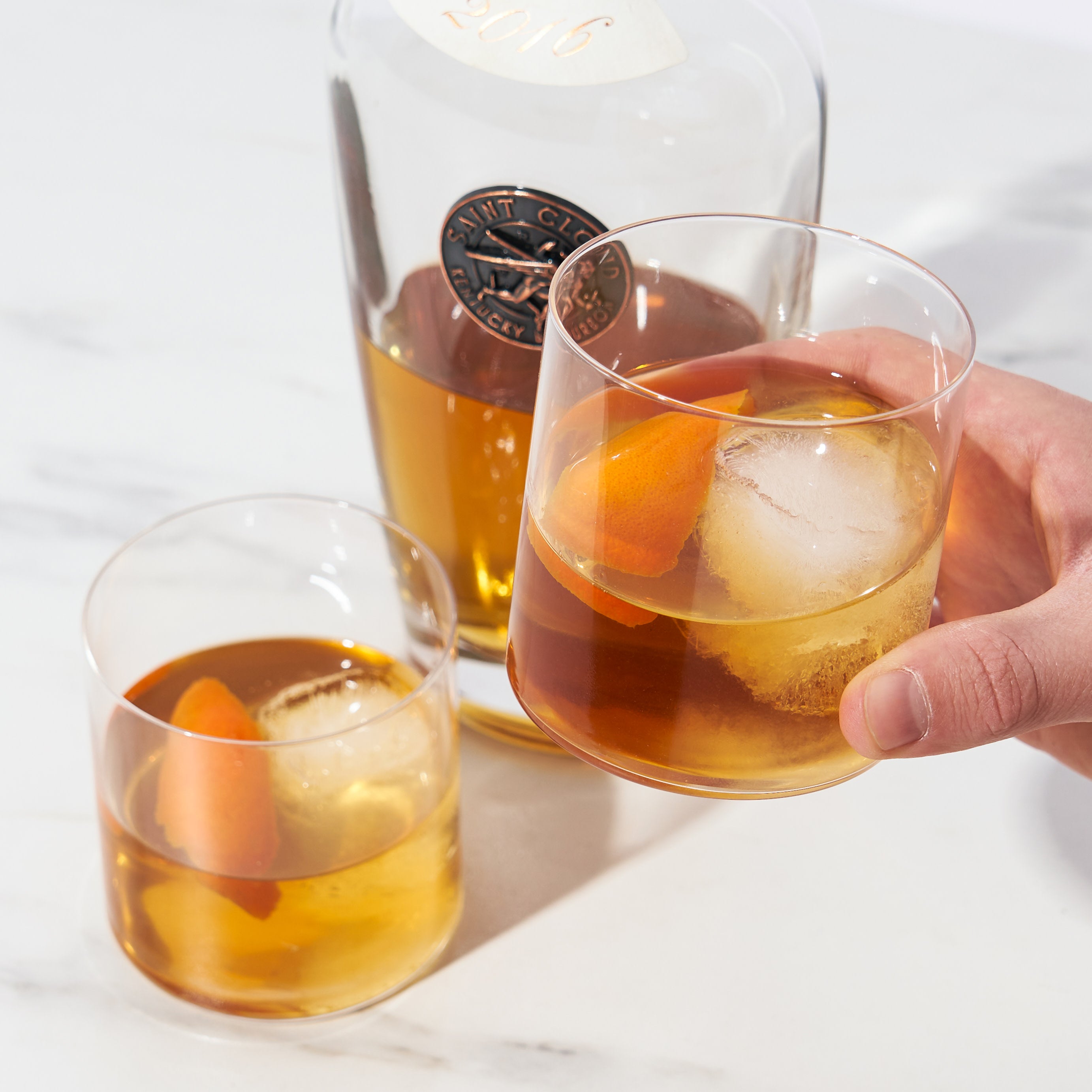 Raye Element Crystal Glass Tumblers Set of 2 - Elegant Drinking Cups for Wine, Cocktails & Iced Coffee - Perfect for Home Bar, Dinner Parties & Gifts