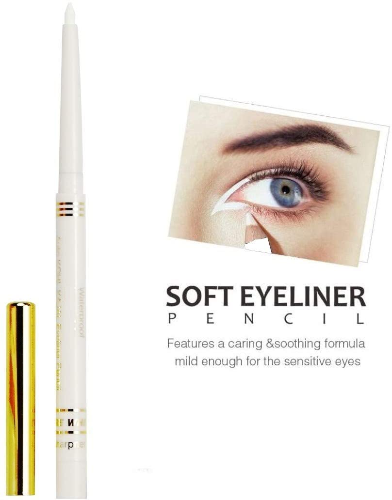 Long-Lasting Pure White Kajal Eyeliner Pencil - Waterproof & Smudge-Proof for Sensitive Eyes | Perfect for Everyday Makeup, Special Occasions & Professional Looks