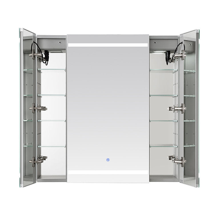 Aquadom Royale Plus 40x36 Inch LED Lighted Triple Door Bathroom Medicine Cabinet - Perfect for Modern Homes, Spas & Luxury Bathrooms