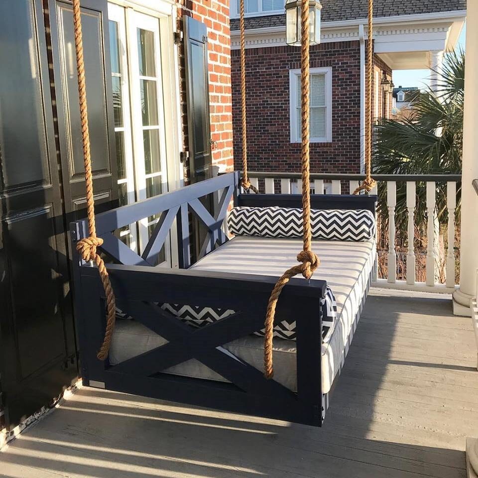 **NEW** Edisto Swing Bed - Outdoor Porch Swing with Weather-Resistant Cushions - Perfect for Patio, Garden, and Backyard Relaxation