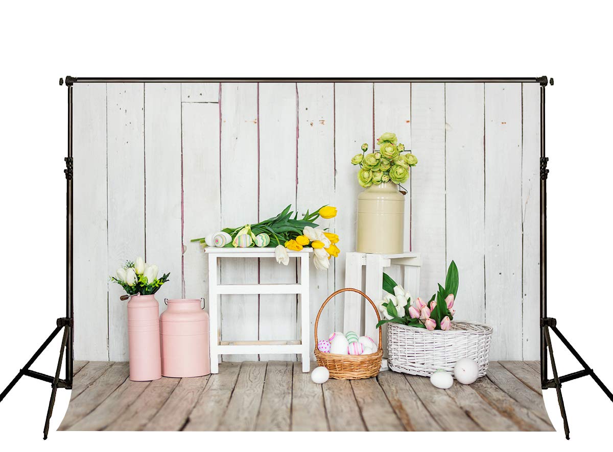 7x5ft Wooden Easter Photography Backdrop with Cotton Eggs Design - Perfect for Photo Studio, Easter Party Decor, Spring Themed Events & Social Media Content Creation