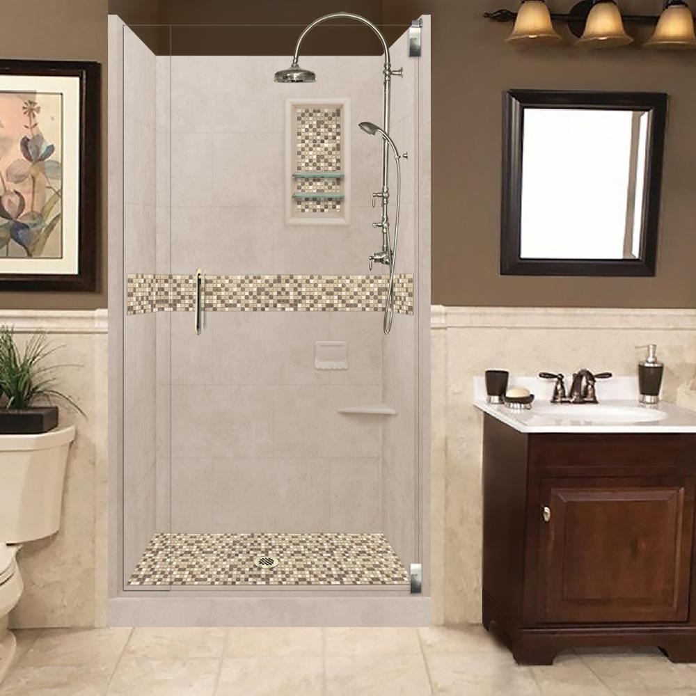 Custom Shower Kits - Alcove Pan, Walls, Thresholds & Optional Glass Enclosure | DIY Bathroom Remodeling Solution for Homeowners & Contractors | Perfect for Small Bathrooms & Space-Saving Designs