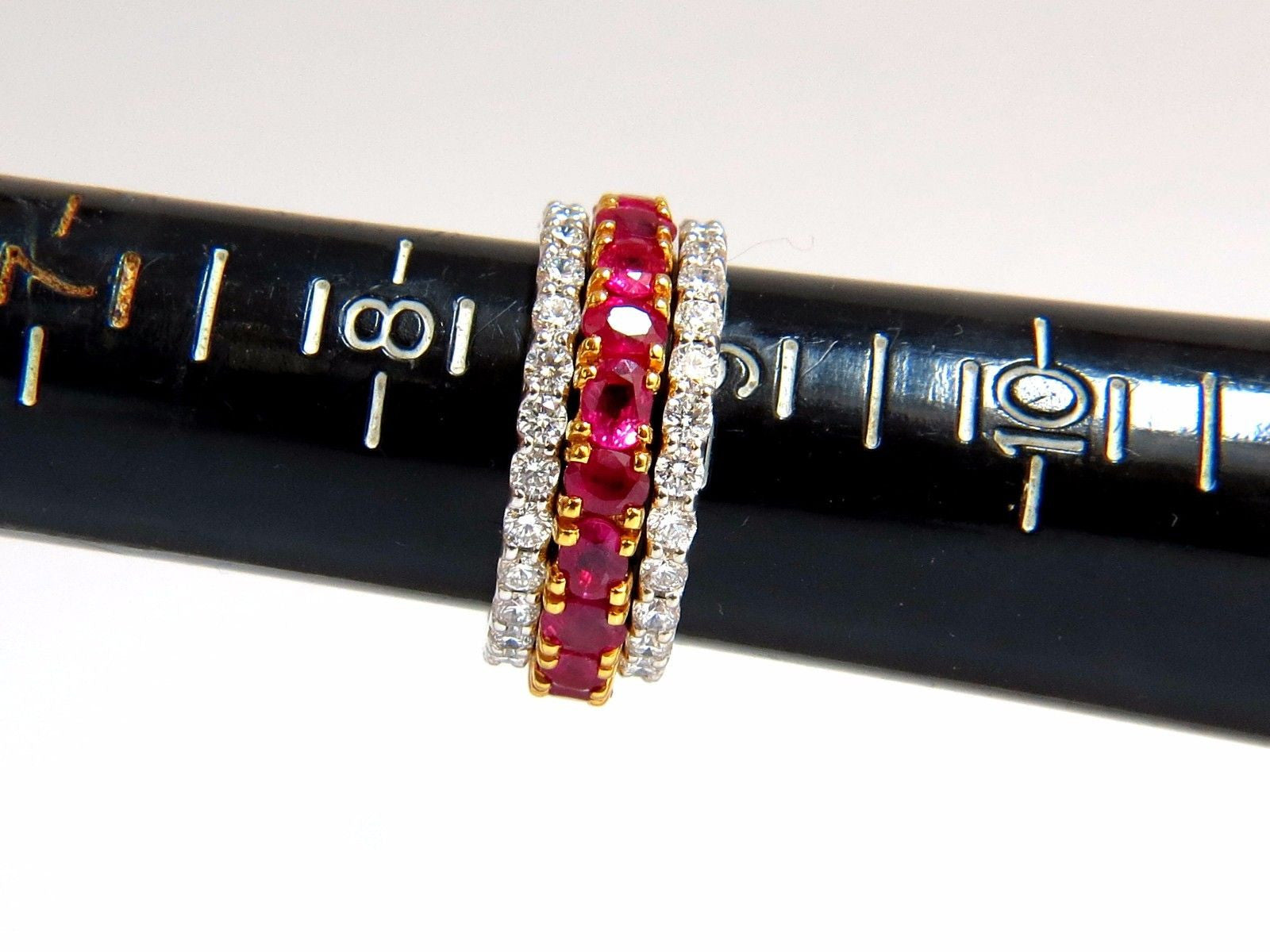 14Kt Natural Vivid Red Ruby Stackable Eternity Ring - 7.42ct Diamond Accents | Perfect for Wedding Bands, Anniversary Gifts & Stacking Jewelry Collections
