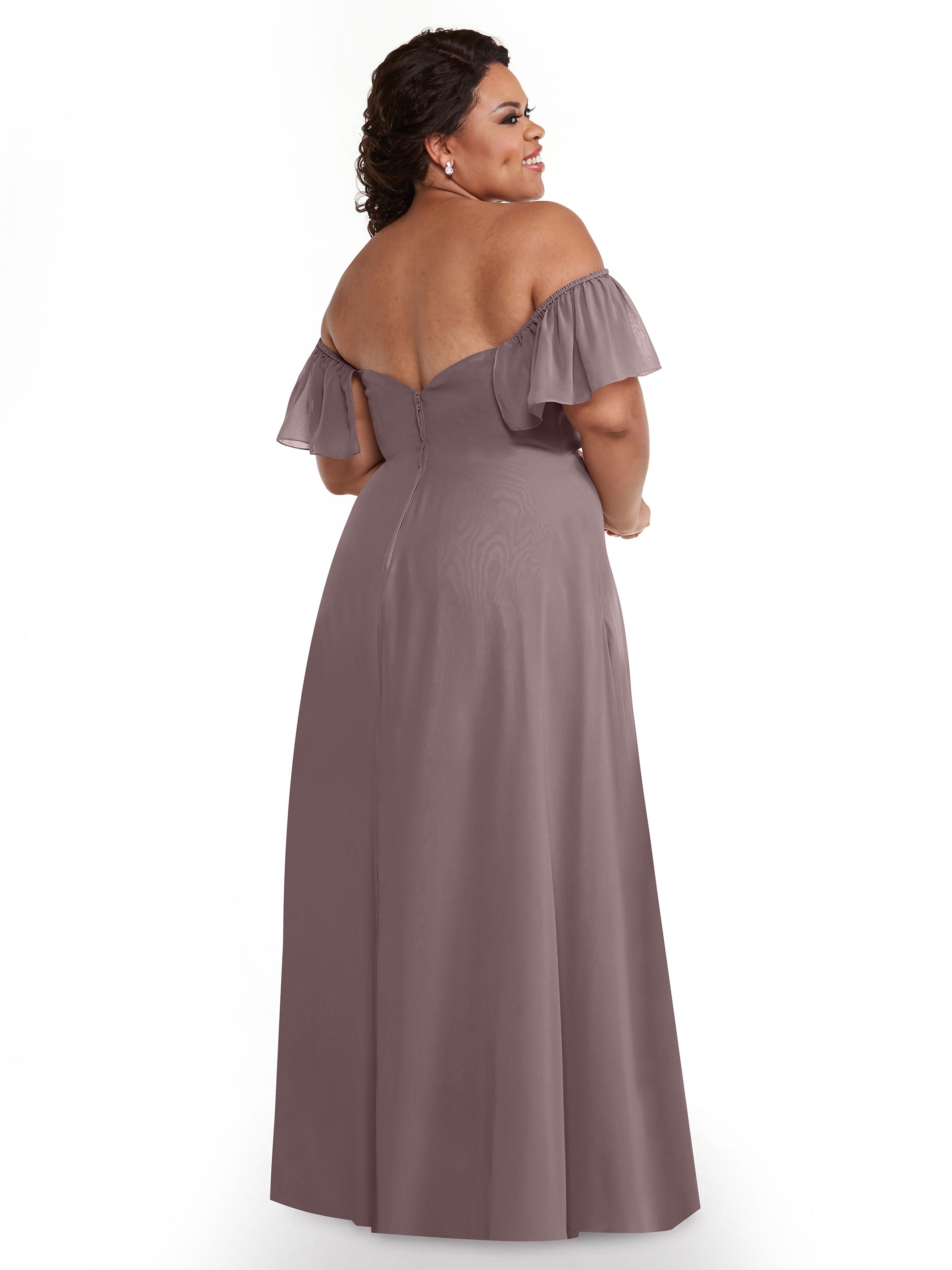 Elegant A-Line Off-The-Shoulder Chiffon Bridesmaid Dress with Pockets - Perfect for Weddings, Parties & Formal Events (Style: ALT2)