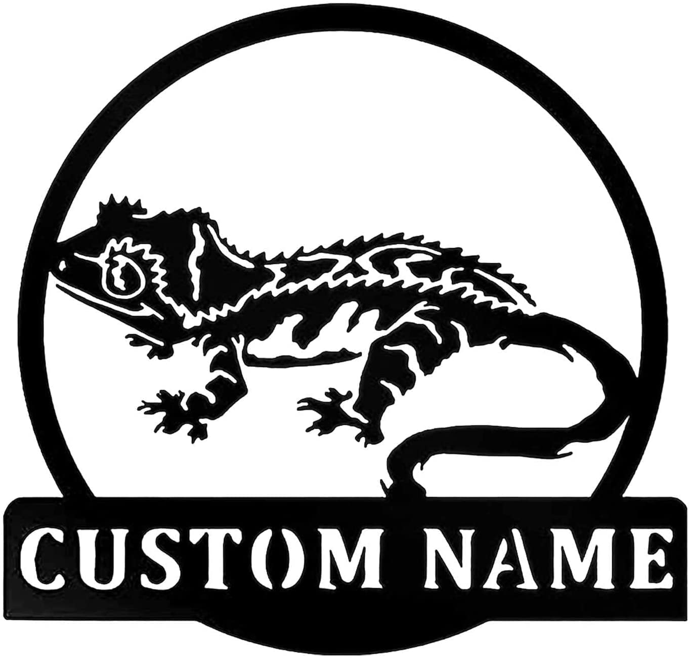 Custom Metal Gecko Wall Art Sculpture - Personalized Wild Reptile Decor with Safety Certification - Black Lizard Metal Sign for Living Room & Outdoor Spaces - Perfect for Home, Office, and Garden Decoration