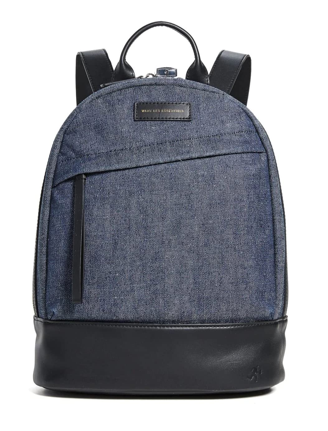 WANT Les Essentiels Women's Mini Piper Backpack - Stylish Steel Denim & Jet Black Crossbody Bag for Everyday Use, Travel & Work | Compact & Functional Design