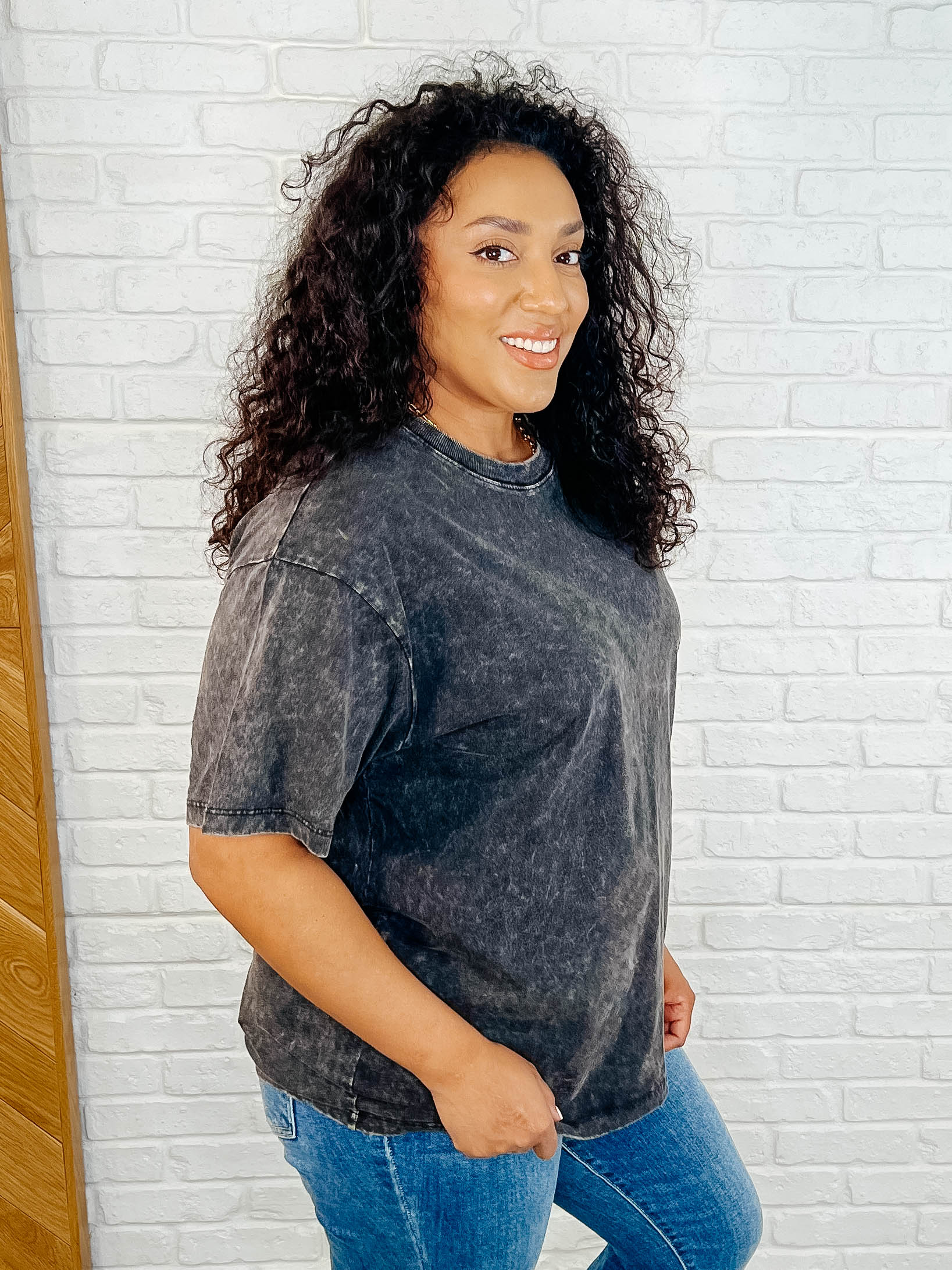Oversized Drop Shoulder Casual T-Shirt for Women - Soft Basic Tee in Ash Black | Perfect for Everyday Wear, Layering & Street Style Outfits