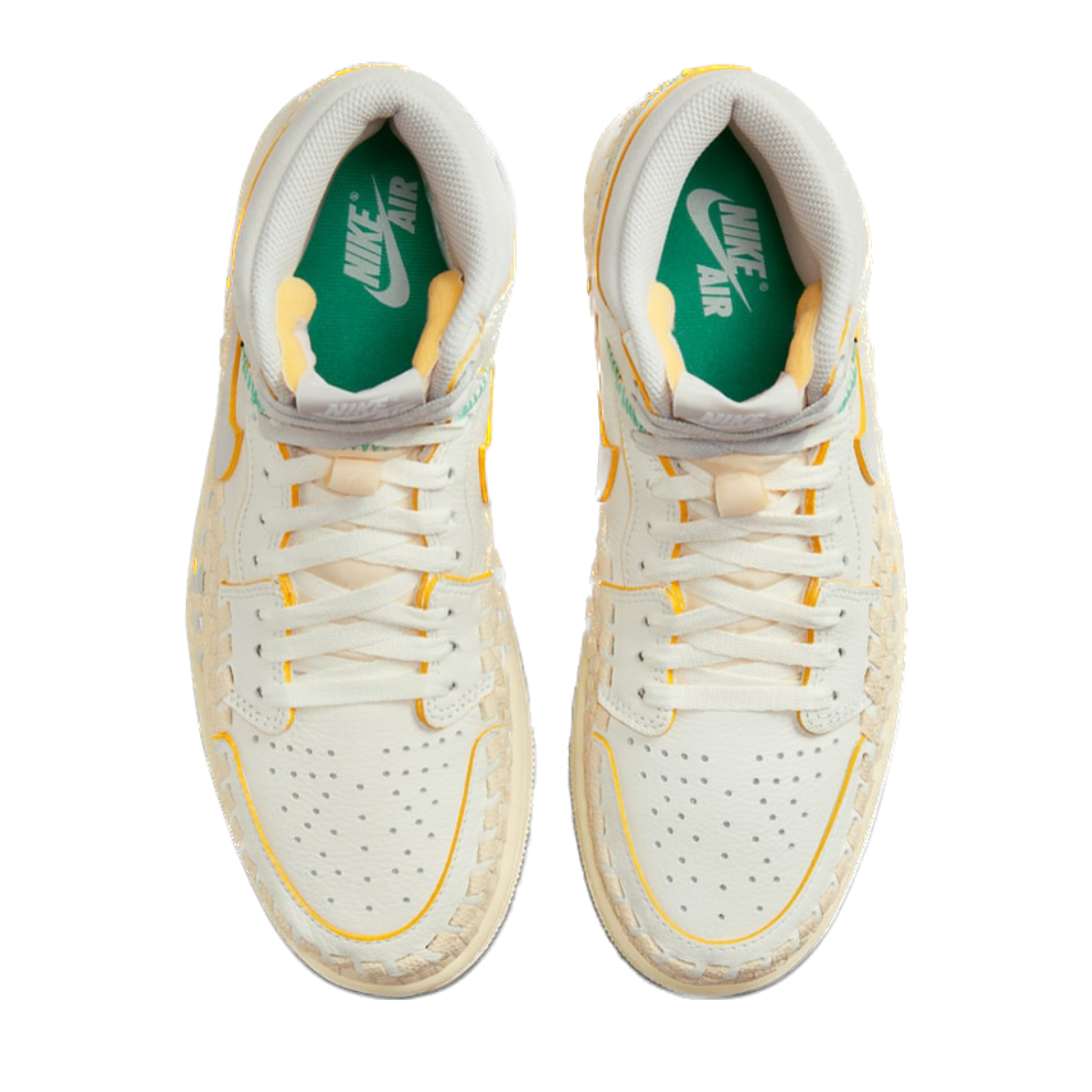 Jordan 1 Retro High OG SP Union LA Bephies Beauty Supply Sneakers - Summer of '96 Sail/Wolf Grey/Muslin/Pale Vanilla/Kinetic Green/University Gold - Perfect for Streetwear, Sneaker Collecting & Urban Fashion