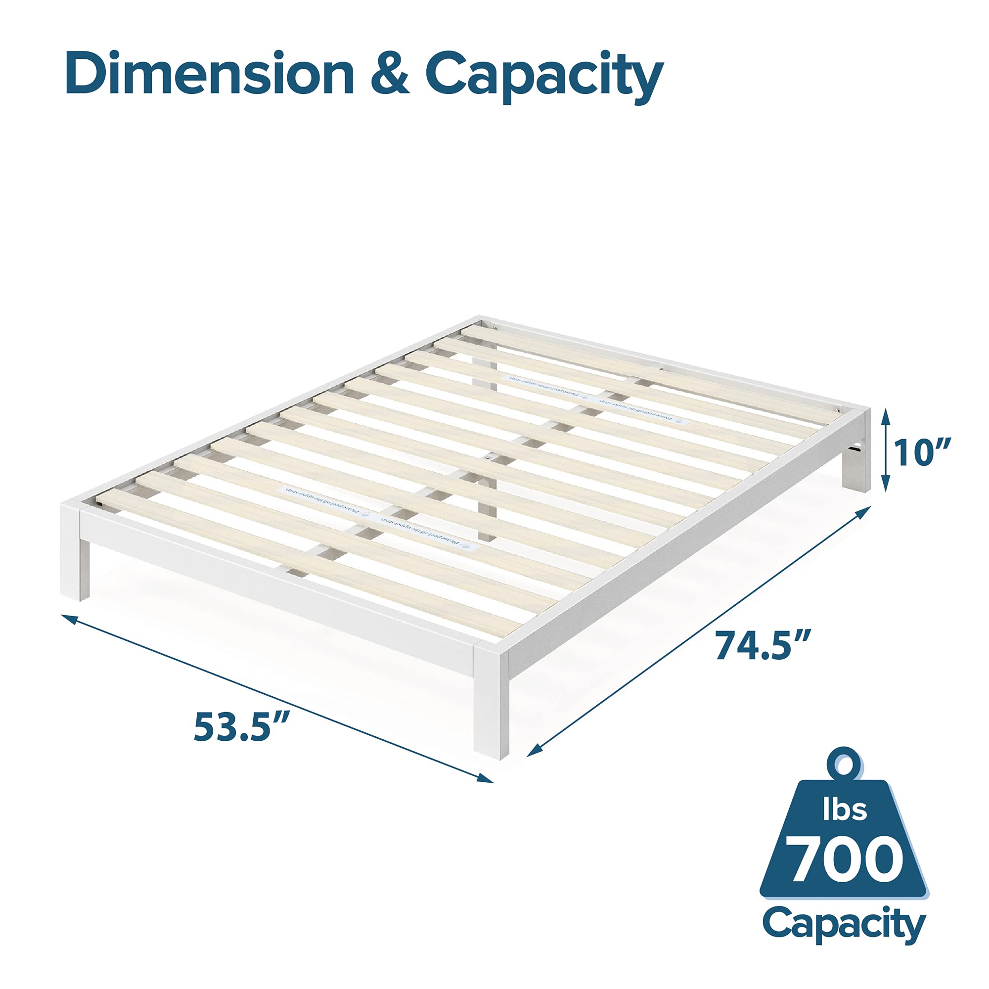 ZINUS White Full Metal Platform Bed Frame - Easy Assembly for Bedroom