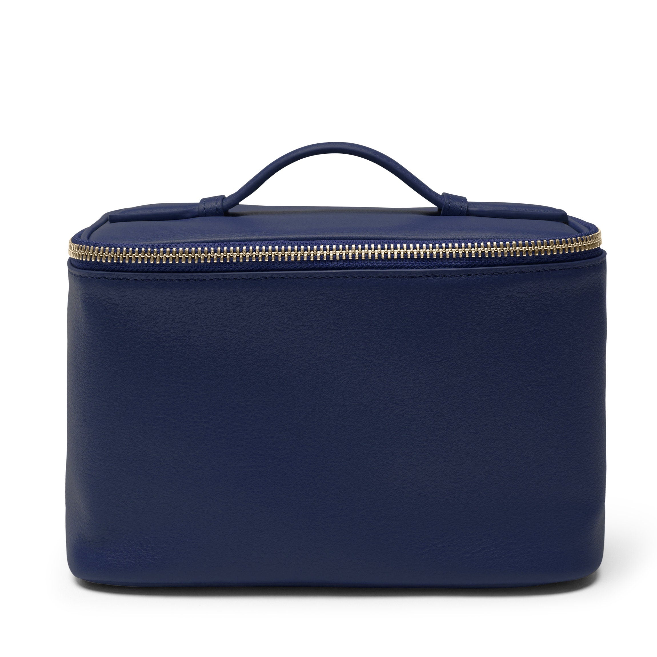 Professional Medium Train Case Makeup Organizer - Navy Blue Cosmetic Storage for Travel, Salon & Home Use