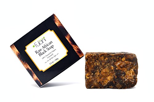 Organic Raw African Black Soap 5.5 oz - Pure Shea Butter & Coconut Oil for Acne, Eczema & Dark Spots - Natural Skin Cleanser for Face & Body - Perfect for Sensitive Skin & Daily Skincare Routine