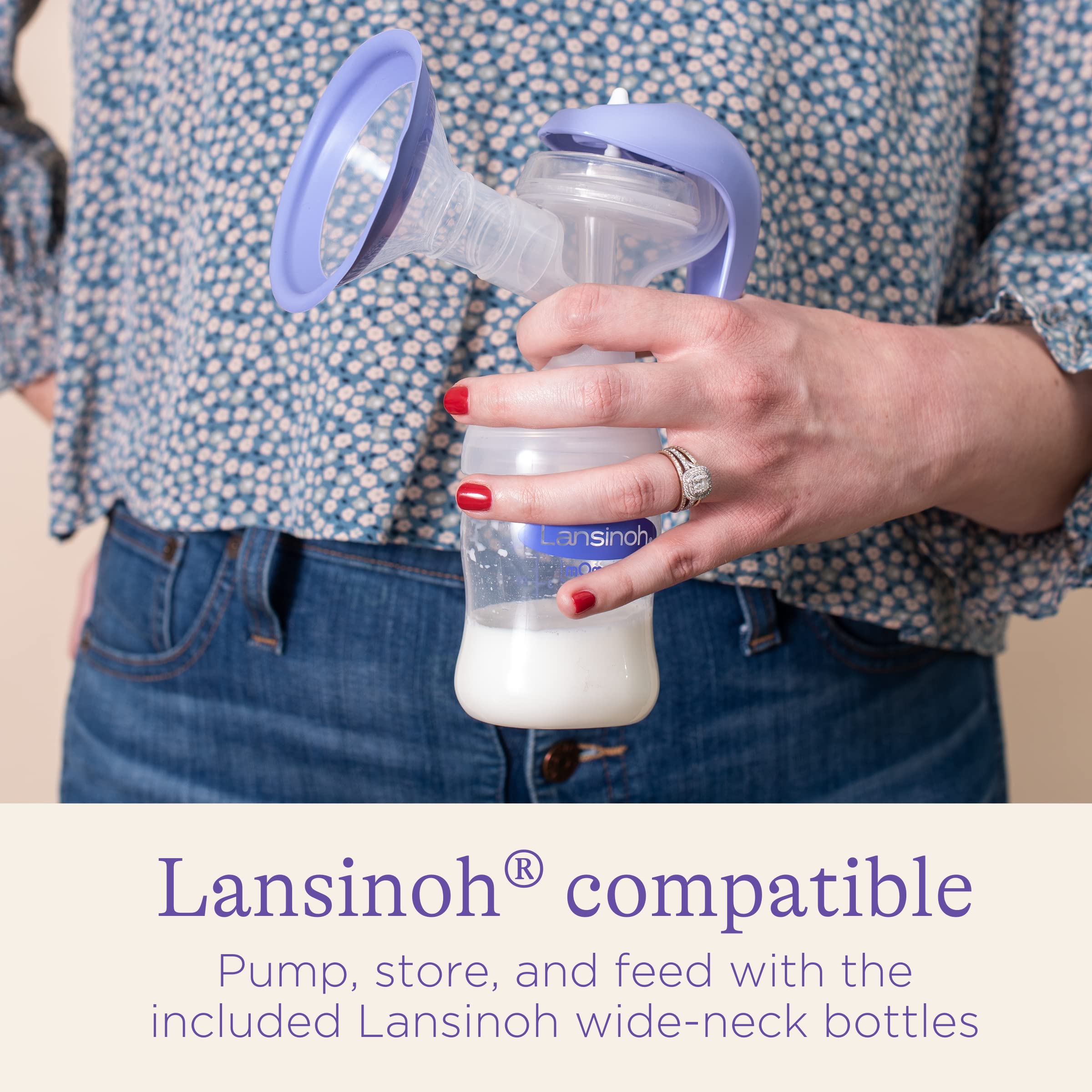 Lansinoh Manual Breast Pump - Comfortable Hand Pump for Breastfeeding Moms | Portable & Silent for Home, Office & Travel Use