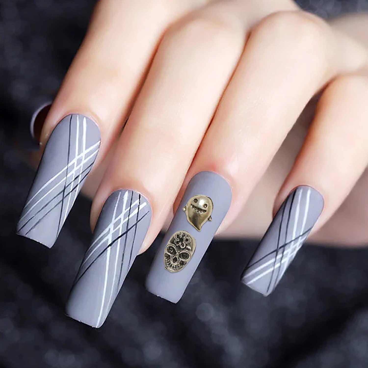60pcs Halloween Nail Charms Set - 3D Alloy Nail Art Decorations with Cross, Pumpkin, Bat & Skull Designs for DIY Manicure - Perfect for Halloween Party, Cosplay & Nail Salon Decoration