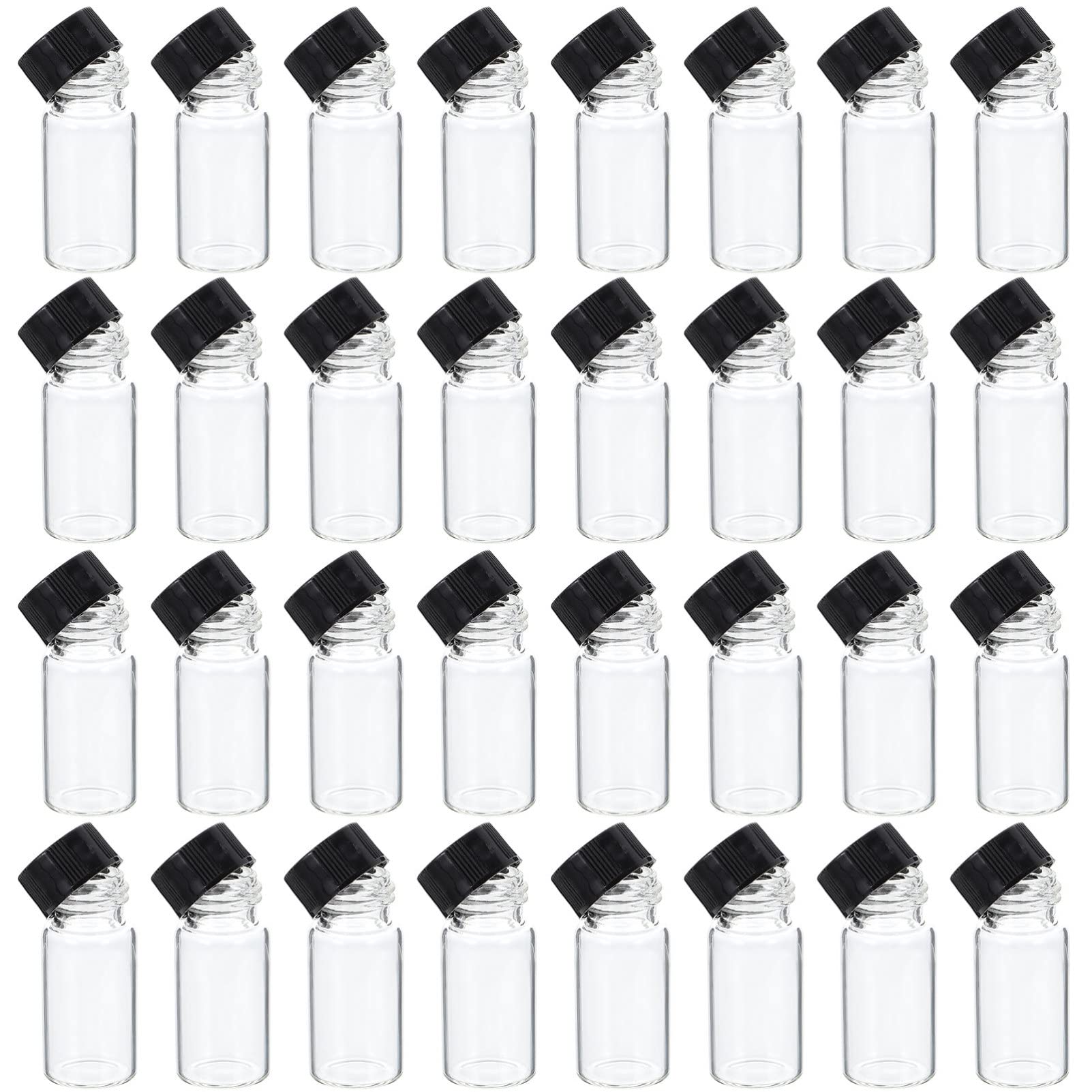 Healifty 100pcs 5ml Refillable Glass Bottles with Screw Caps - Travel Containers for Perfume, Essential Oils, Shampoo & Liquid Samples | Portable Leak-Proof Mini Bottles for DIY, Travel, Gifts & Beauty Storage