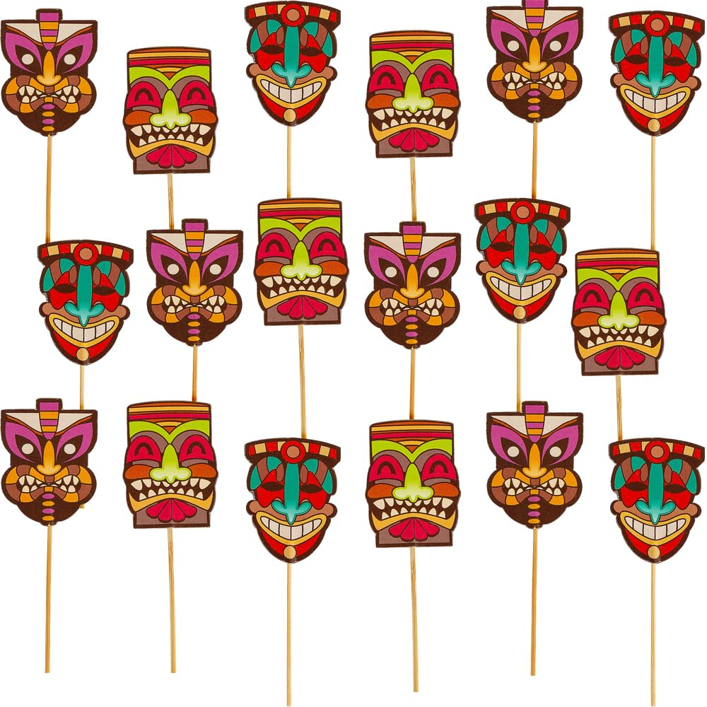 Fun Express Tiki Food Picks - 24 Piece Colorful Party Appetizer Skewers for Tropical Luau, BBQ, and Cocktail Garnish - Perfect for Hawaiian Themed Parties and Summer Gatherings