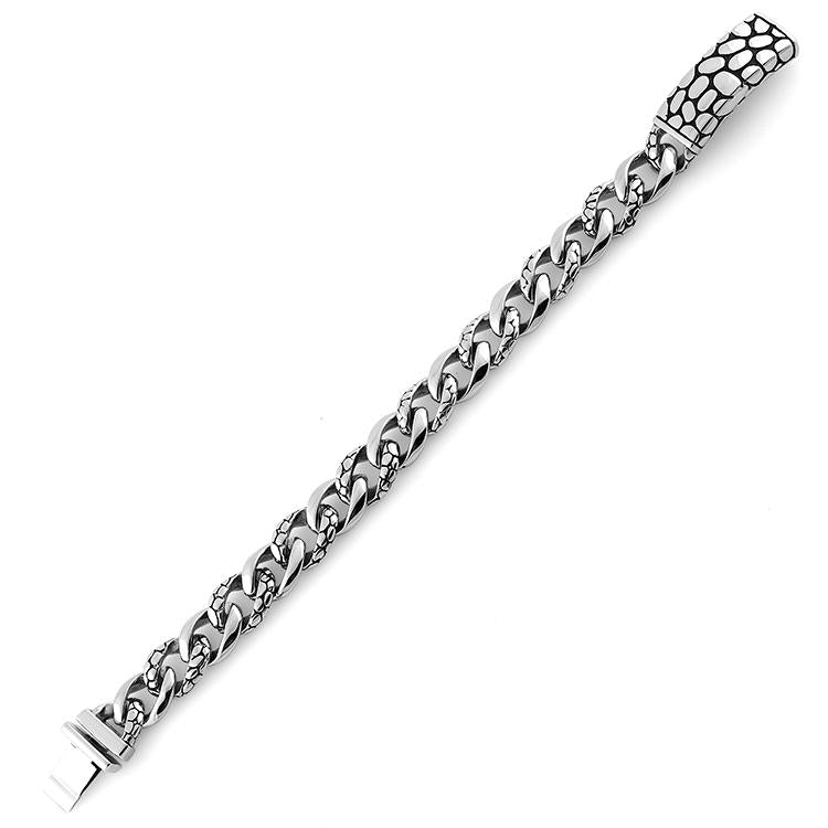 Stainless Steel ID Reptile Curb Link Bracelet for Men & Women - Adjustable Chain Wristband for Casual, Business & Fashion Accessories